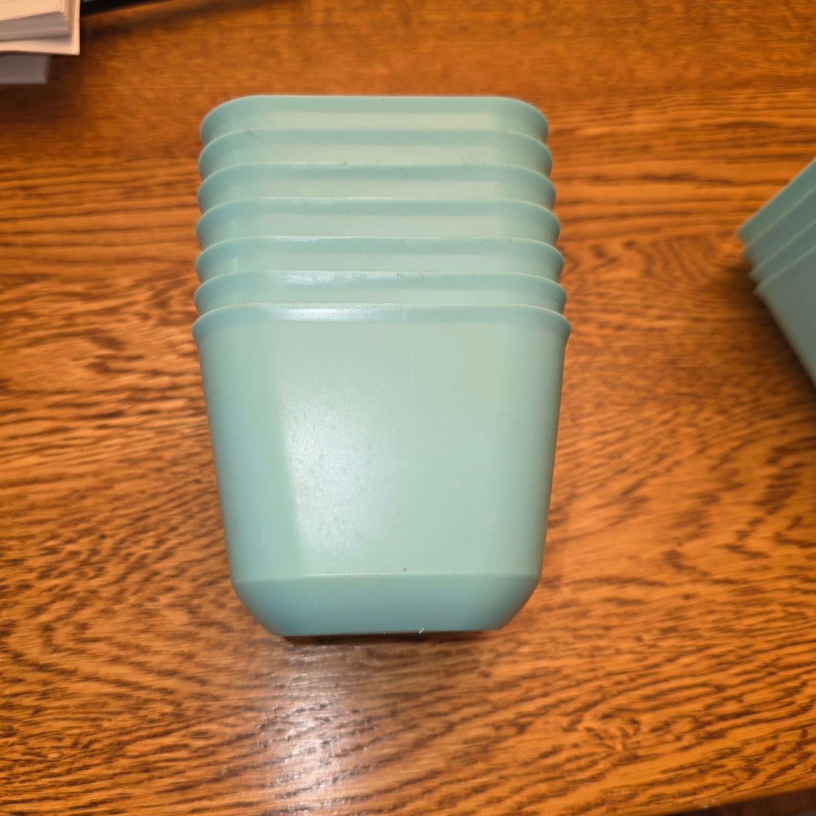 11pc Teal Blue Plastic Drawer Organizer Set Stackable Storage Bins Square Long