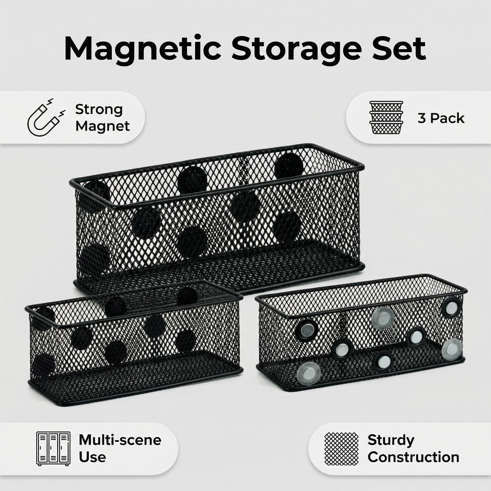 Magnetic Locker Organizer and Accessories, Wire Mesh Magnetic Storage Baskets…