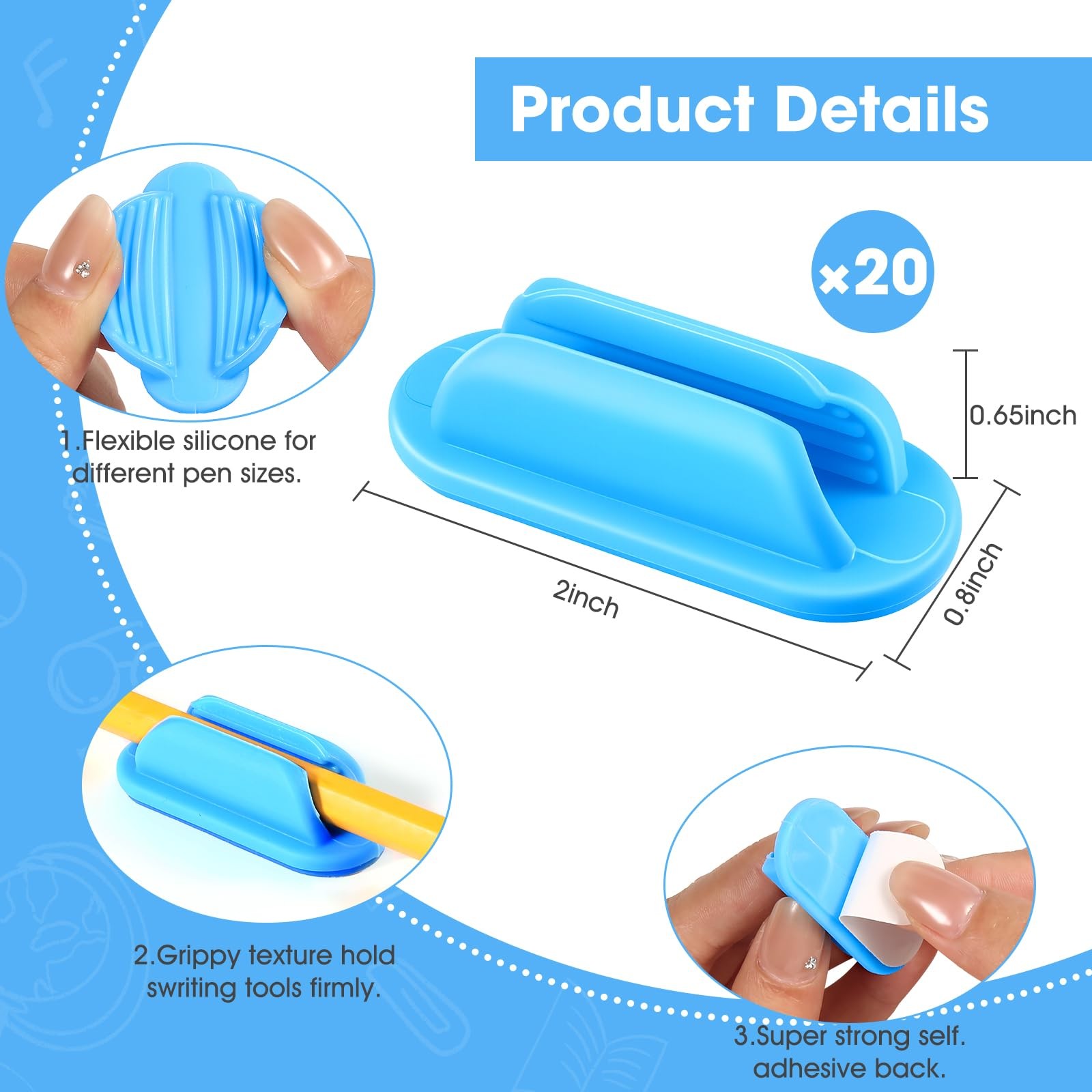 20 PCS Adhesive Pencil Holders, Silicone Marker Organizer for Desk, Notebook,…