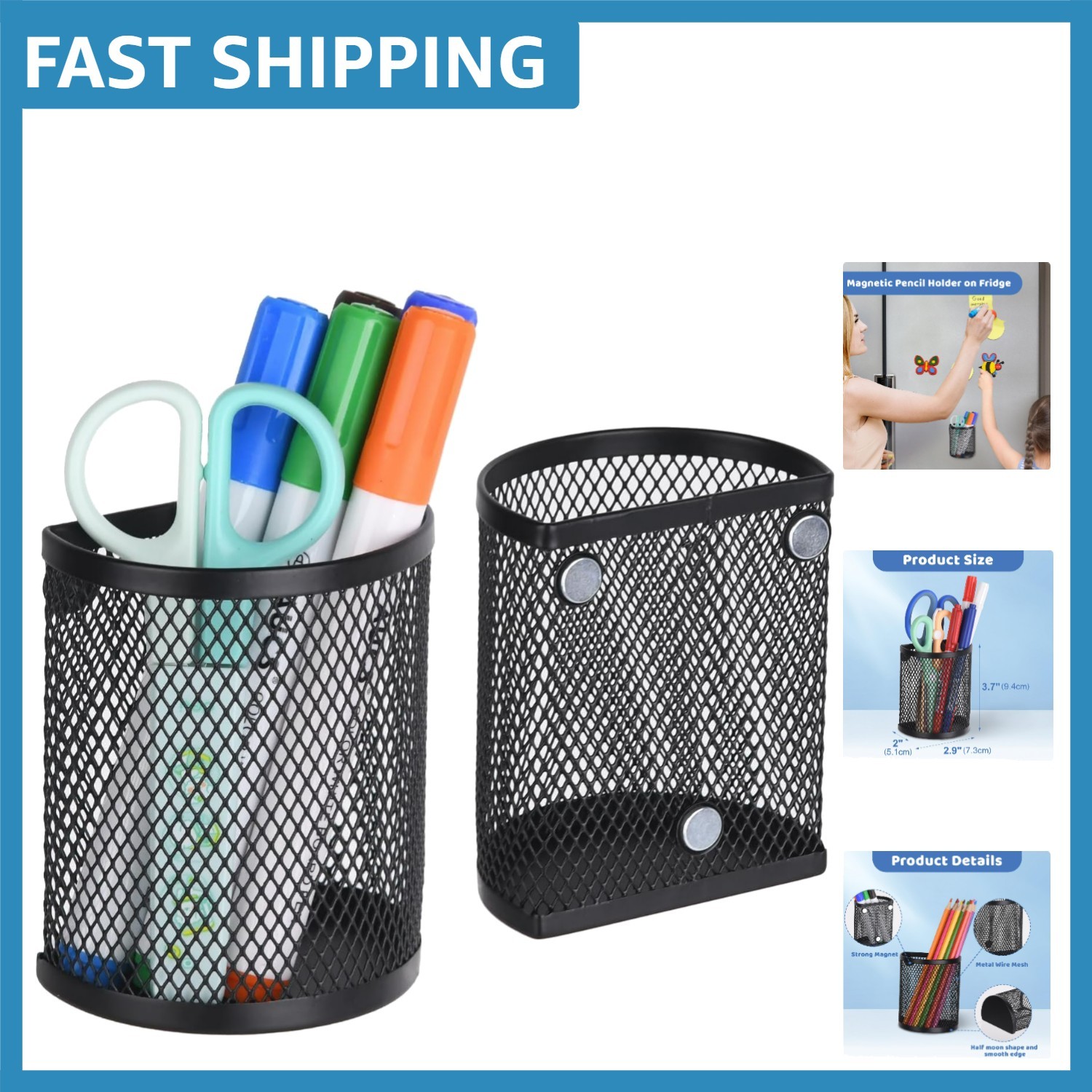 2 Pack Lightweight Magnetic Pencil Holders – Perfect for Clutter-Free Spaces