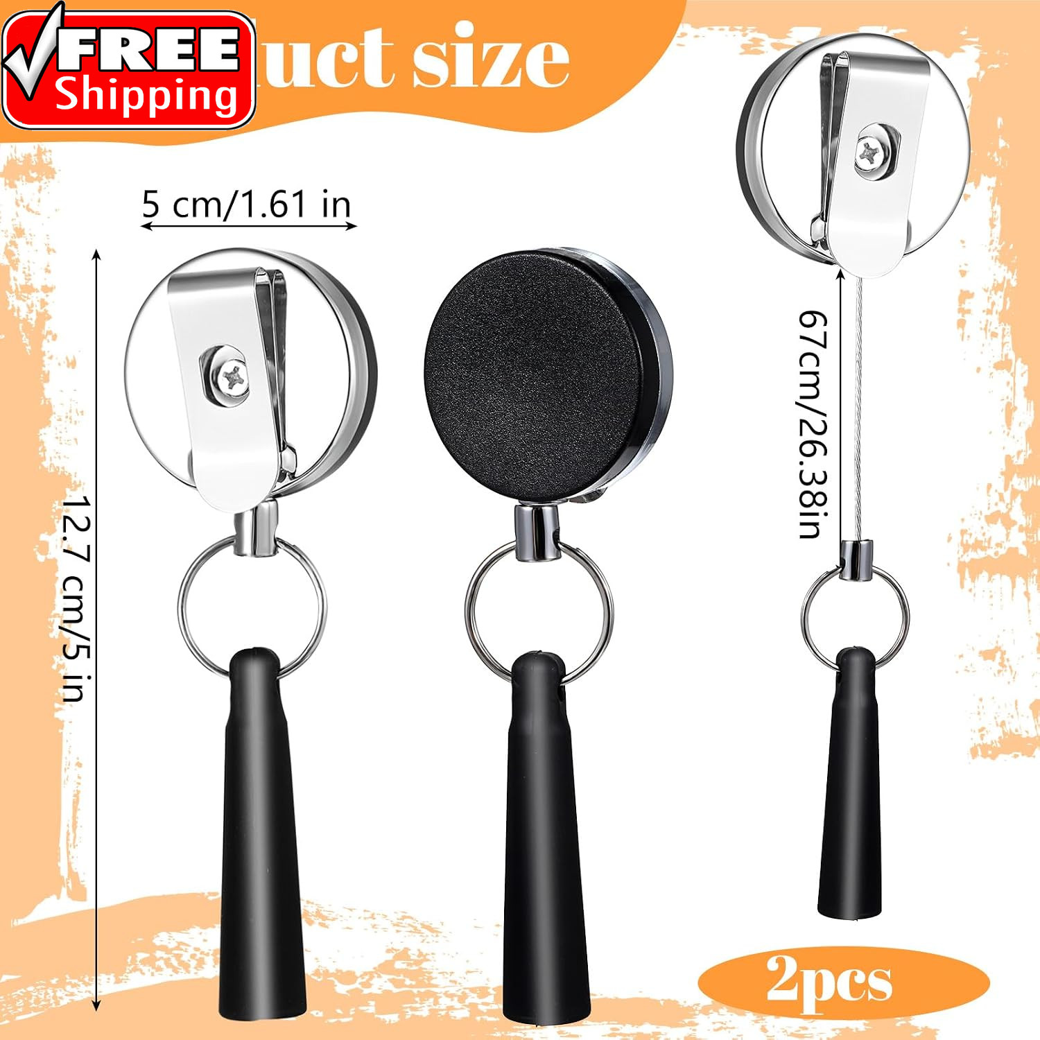 2Pcs Retractable Pencil Holder, Heavy Duty Pull Pen Holder, Badge Reel Elastic S