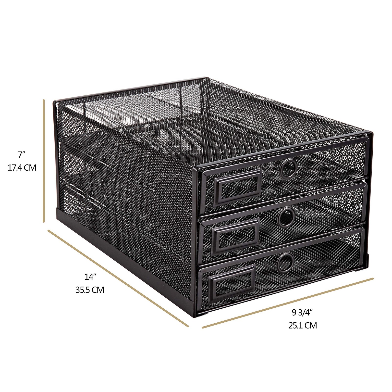 Annova Desk Organizer Wire Mesh 3 Tier Sliding Drawers Paper Black