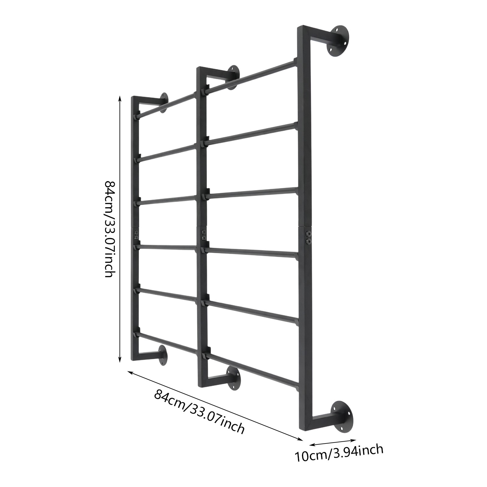 6 Tier Wall Mount Ribbon Storage Organizer Black Iron Rack for Craft Flower Shop