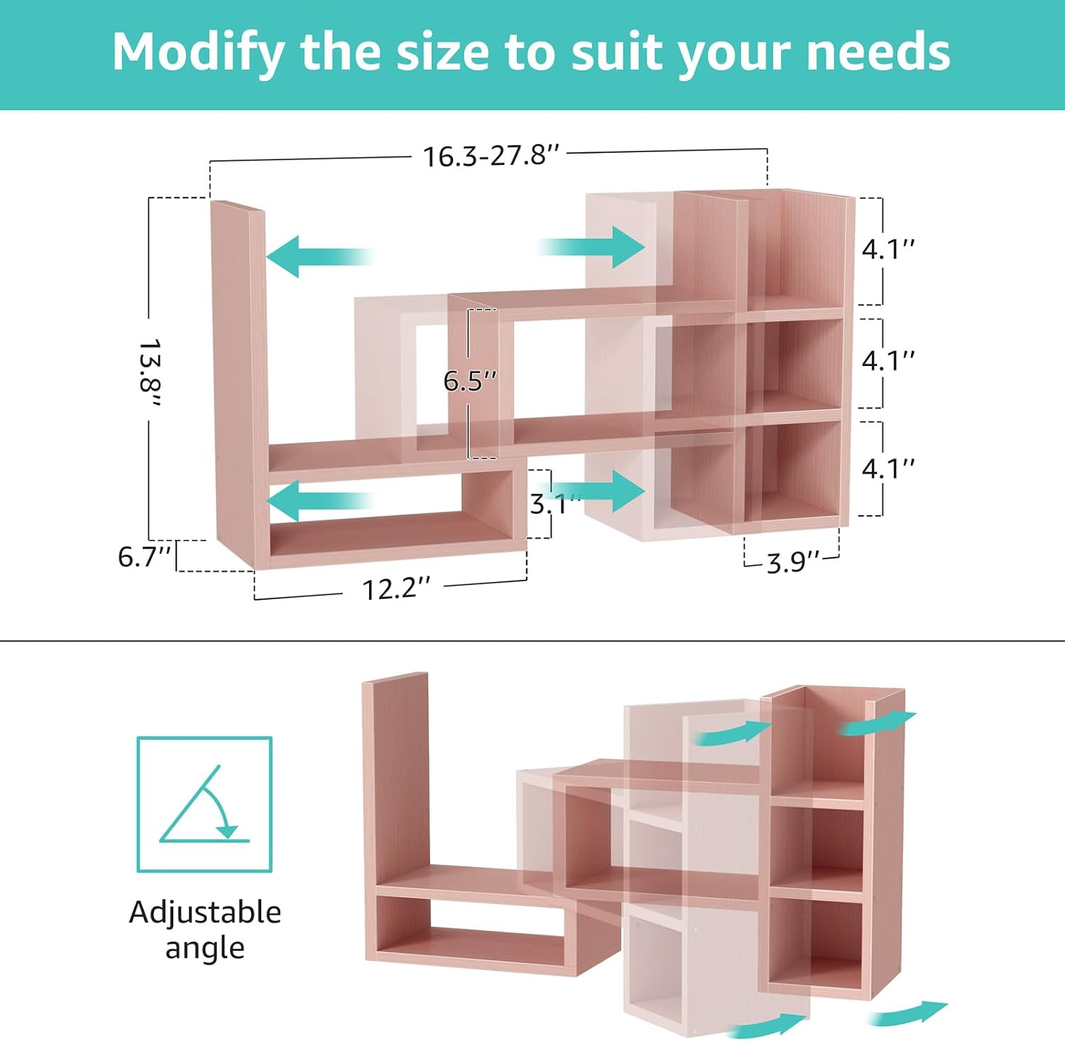 Desk Shelves Desktop Organizer Shlef – Pink Office Organization for Top of Desk