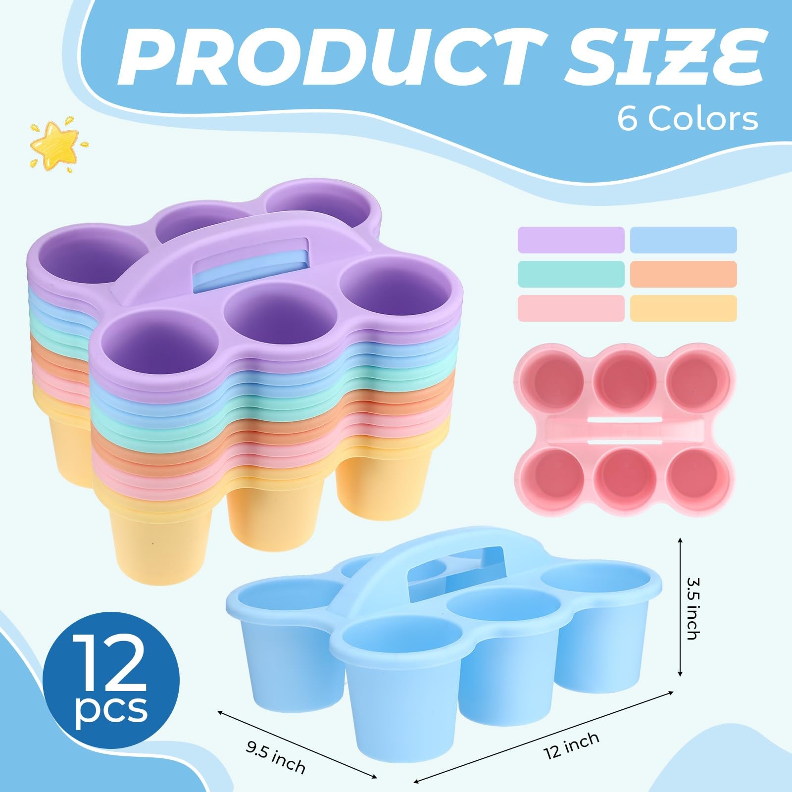 12 Pcs Classroom Caddy Bulk – Plastic 6 Compartments Table Storage Caddy with…