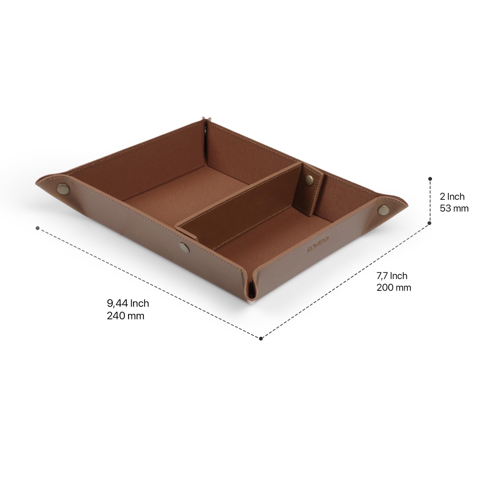 PU Vegan Leather Valet Tray 9.45 X 7.87 in for Keys, Wallet, Watch – EDC