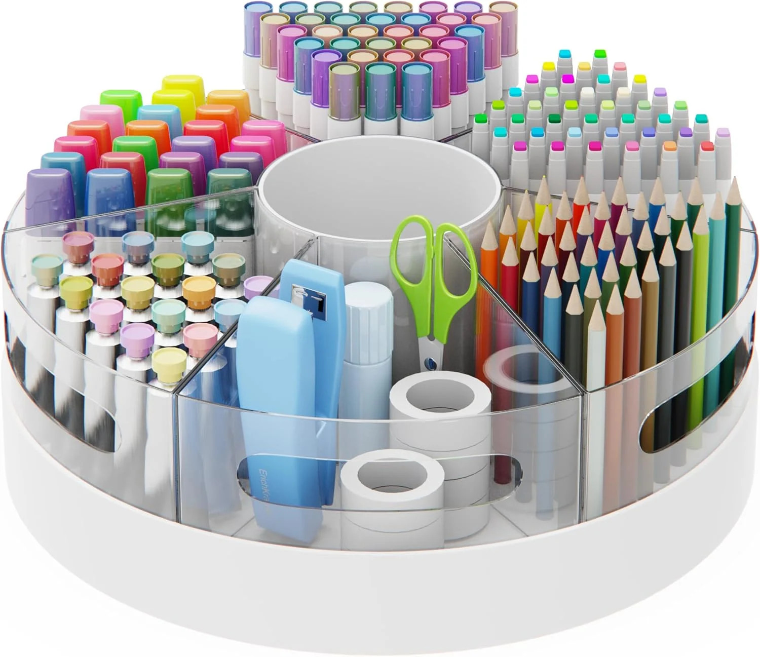 CraftGenes Rotating Pencil Organizer for Desk, 360 Smooth Spinning Marker Organi