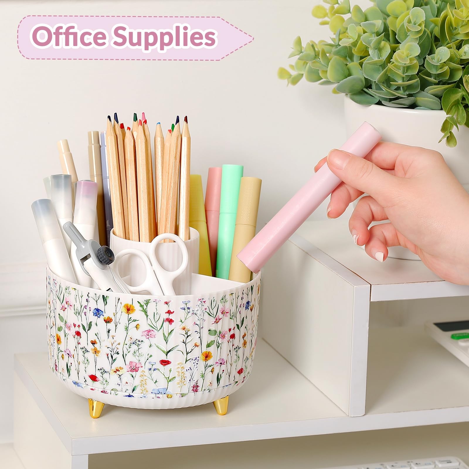 360 Degree Rotating Desk Organizer, Dual-Purpose Pencil Pen Holder for Deskto…