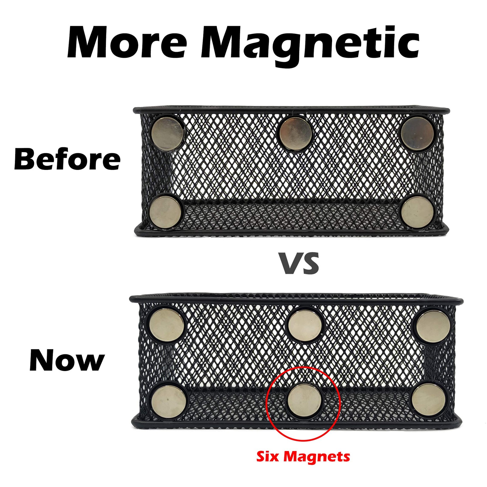 Magnetic Pencil Holder Set Of 3 Black Wire Mesh Storage Baskets Organizer With S