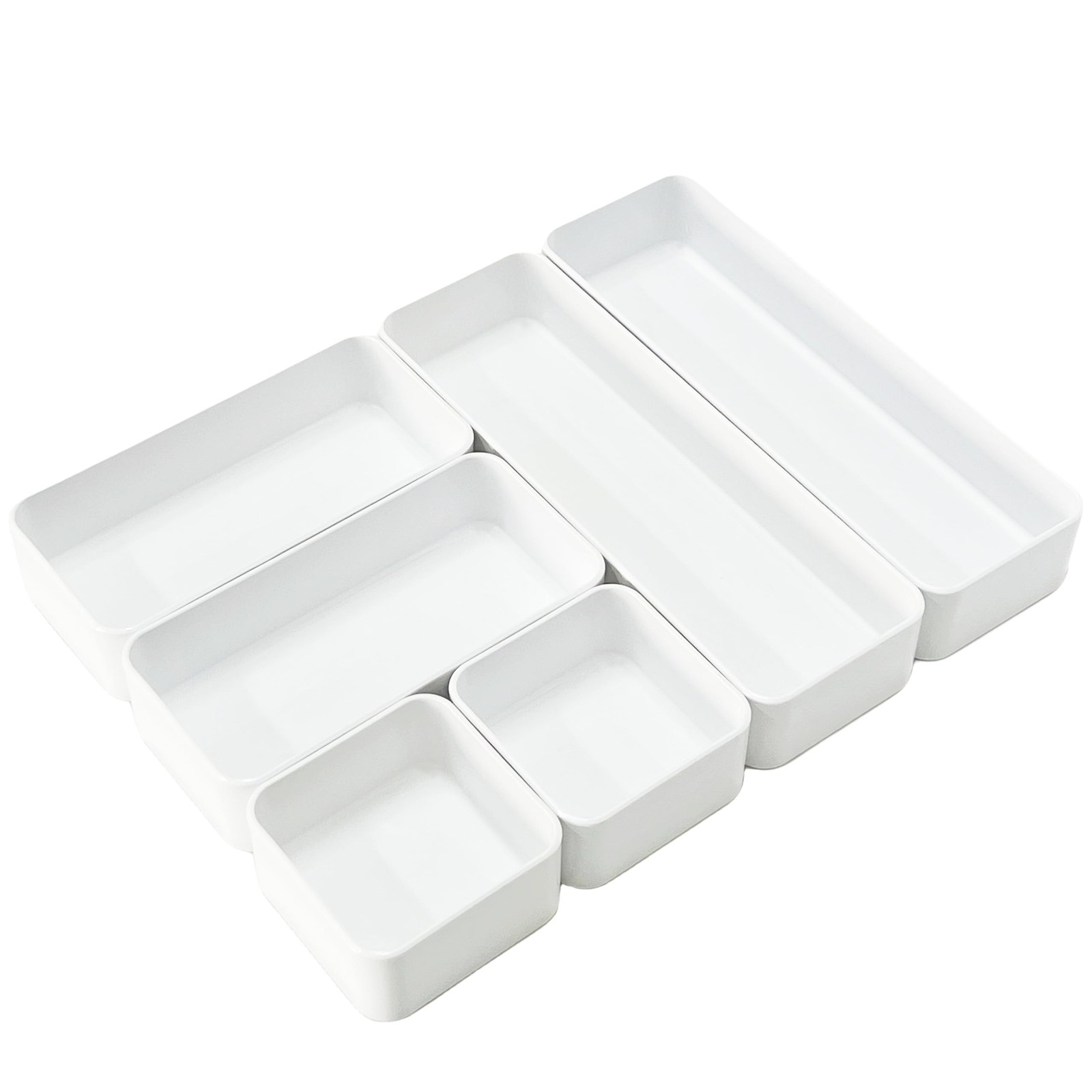 RAUVOLFIA Plastic Drawer Organizers Set, 3-Size Versatile S+M+L, White