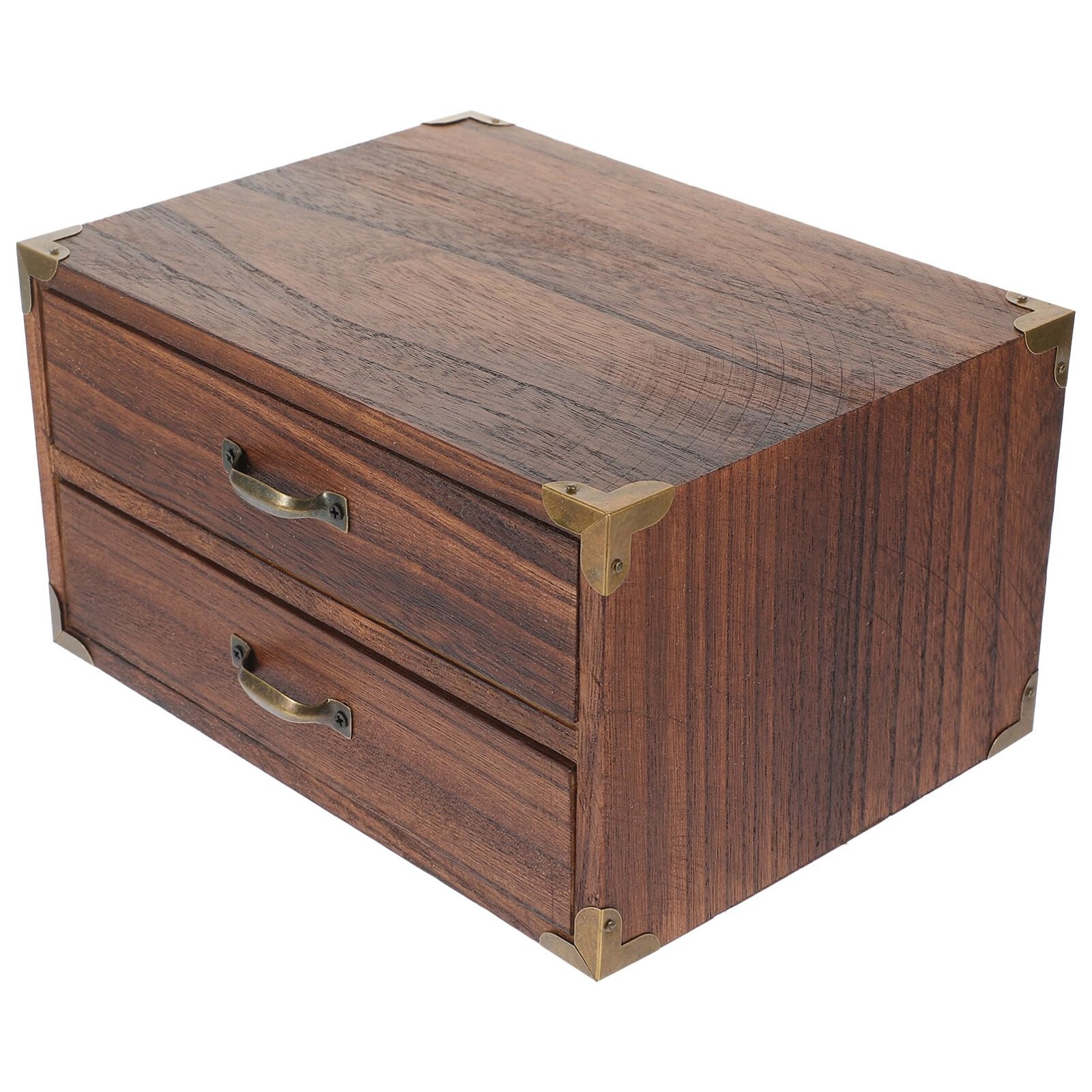 Alipis 2 Drawer Wooden Desktop Organizer – 24.00X18.00X13.00CM, Coffee 1