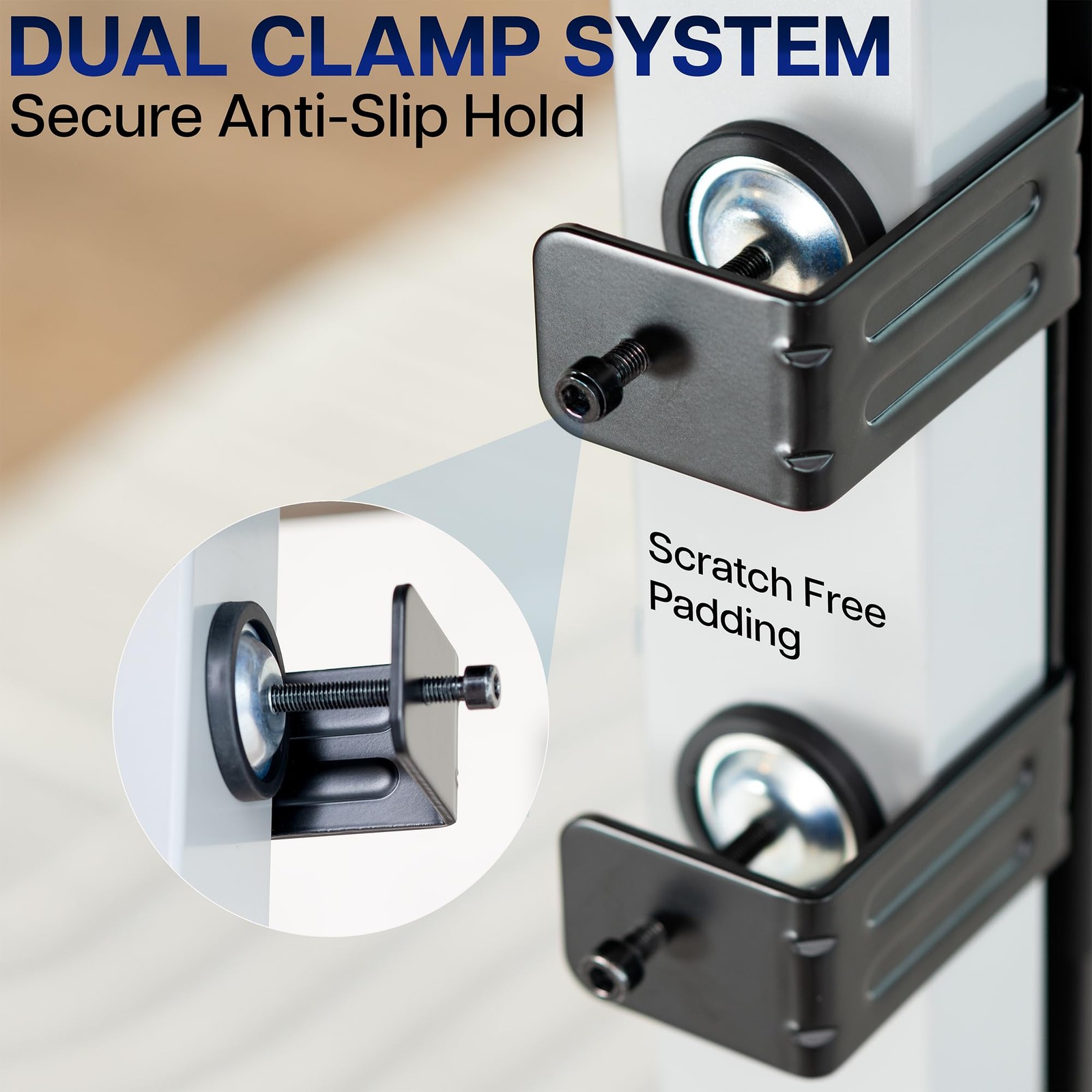 VIVO Adjustable Clamp-on Desk Leg PC Mount, Under Black