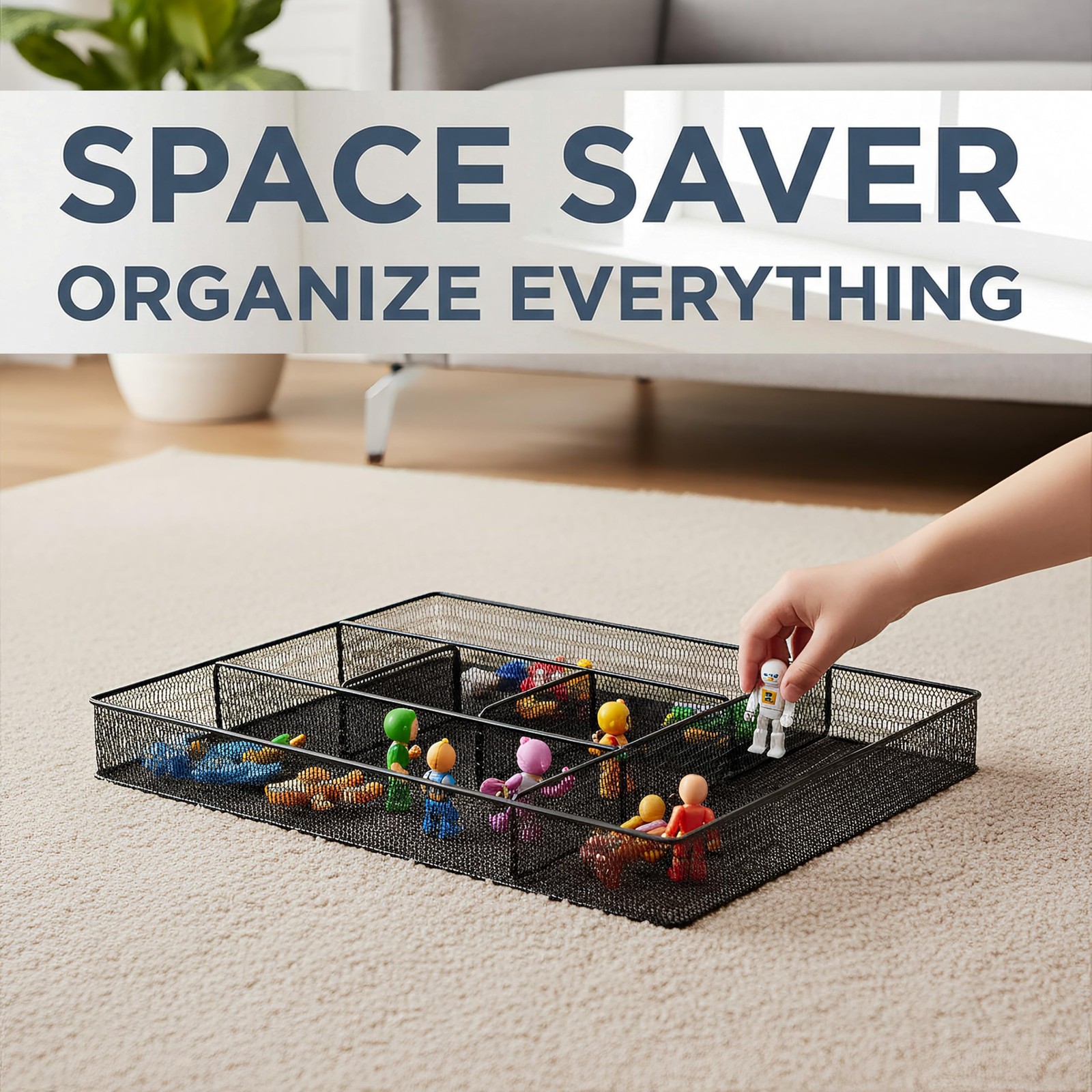 2 Pack Mesh Desk Drawer Organizer, 16.1″x12.2″x2″ Large Desk Organizer Tray w…