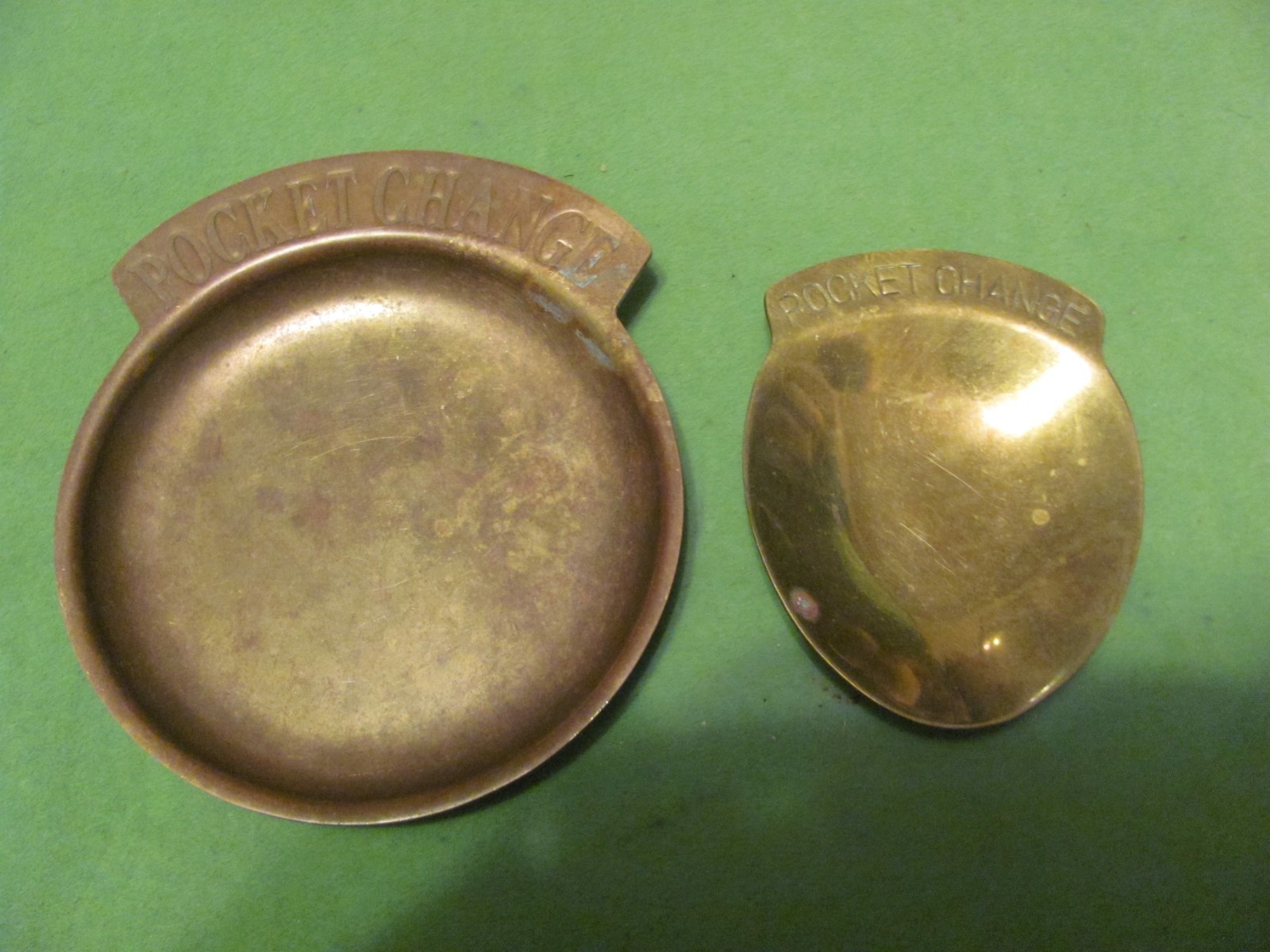 2 Vintage solid Brass Pocket Change Trays Trinket Dish