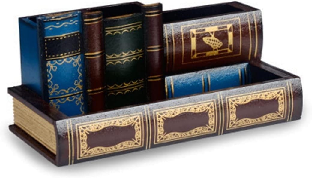 Decorative Pen Holder W/ Storage Compartment Wooden Pencil Holder & Organizer