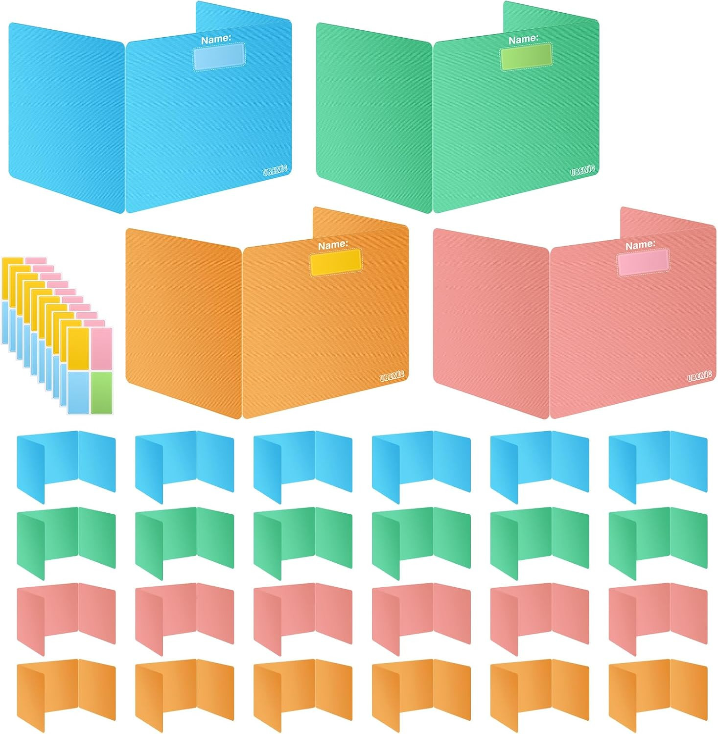 Colorful 24-Pack Desk Dividers for Students, Durable Plastic Study Carrel Divide