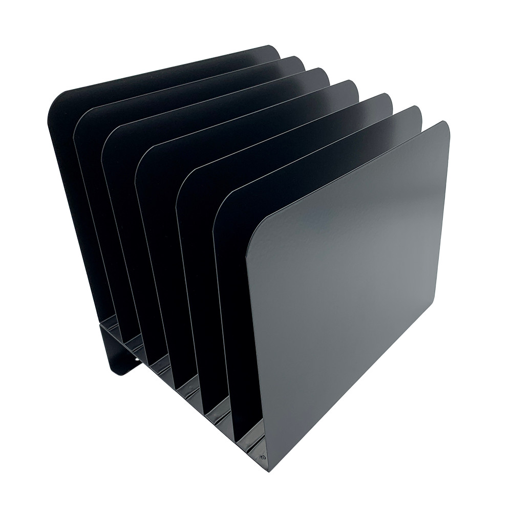 Huron Vertical 6 Slot Steel Desk Slant Organizer/Sorter Black HASZ0174