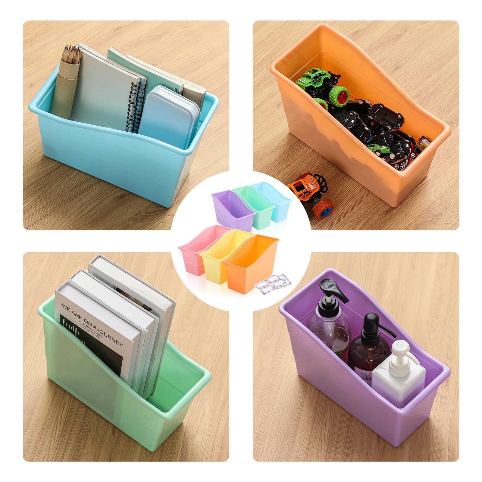 Blosssound 48 Set Book Bins for Classroom with Label Sticker Book Box Baskets…