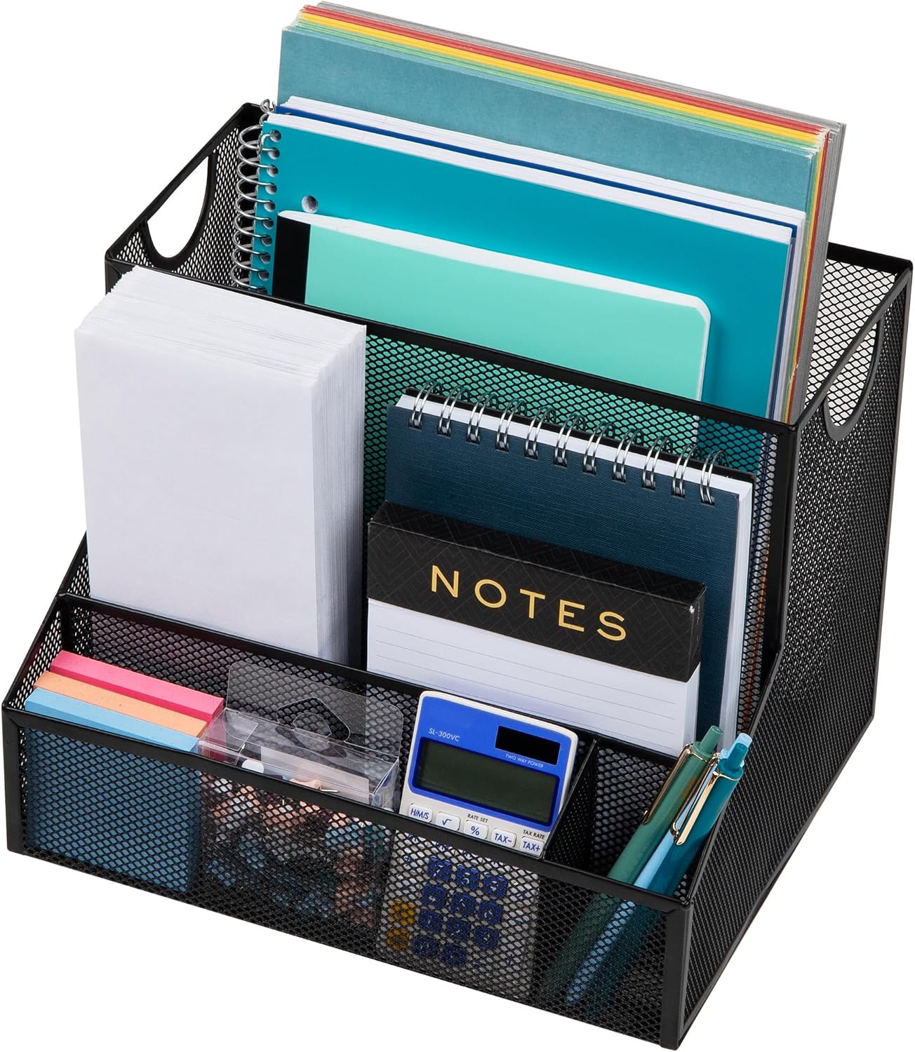 Desktop Organizer with Hanging File Storage, 4 Compartment Letter Size File Hold