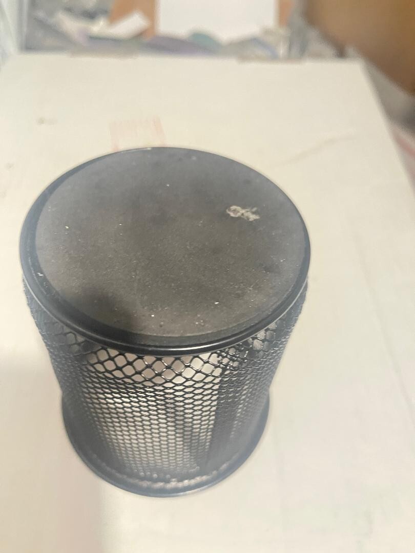 Steel Pencil Cup 4″x3 3/4″ Black Mesh rubber bottom(3D)