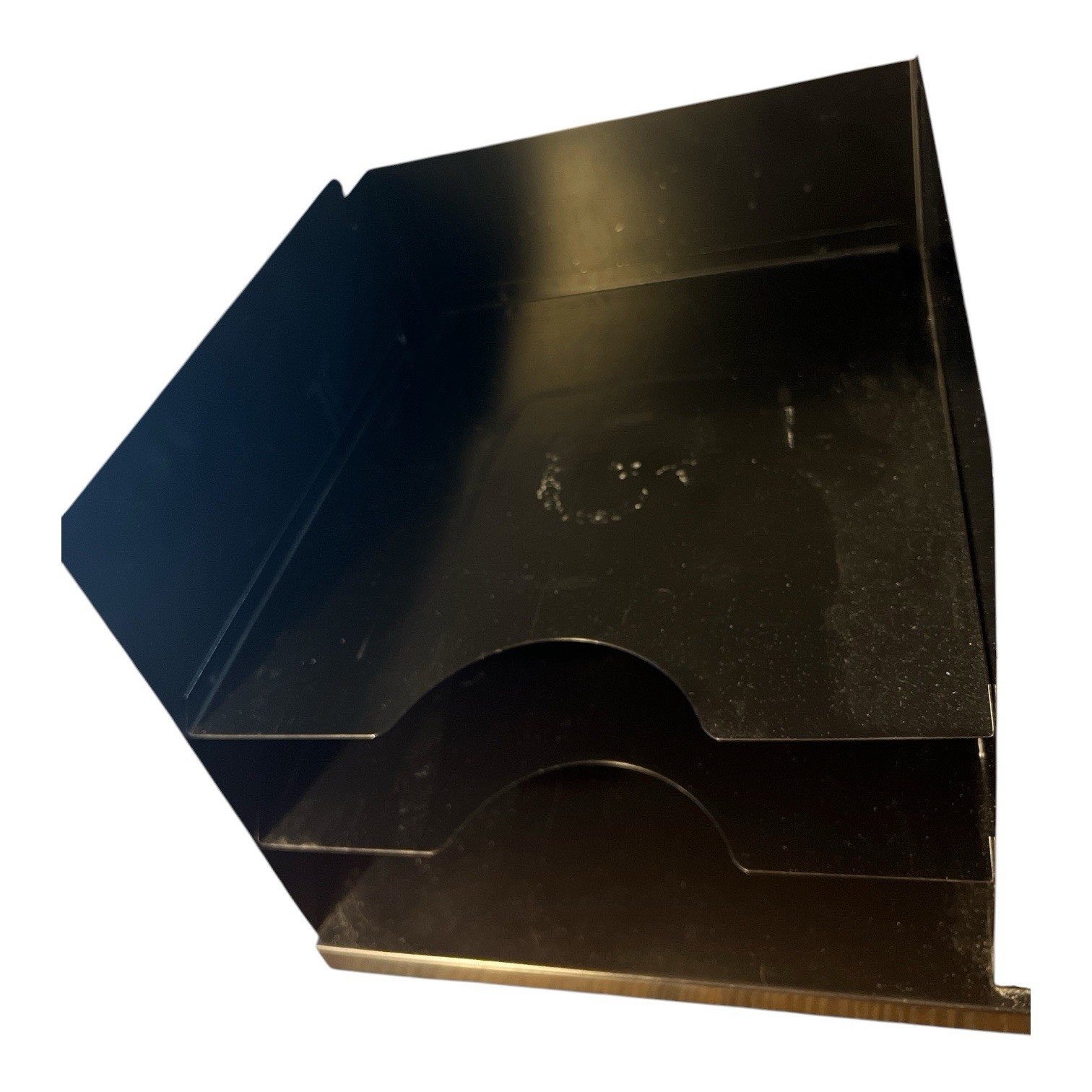 Hunt Lit-ning Industrial Metal Desktop Organizer Letter Tray Vintage MCM Black