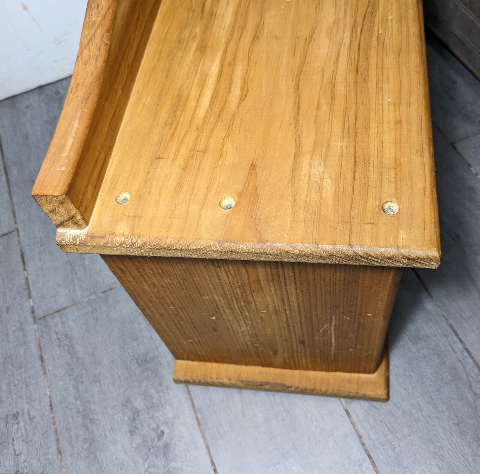 Vintage Rustic Pine Wood Office Desk Letter Holder Mail Organizer Cabinet