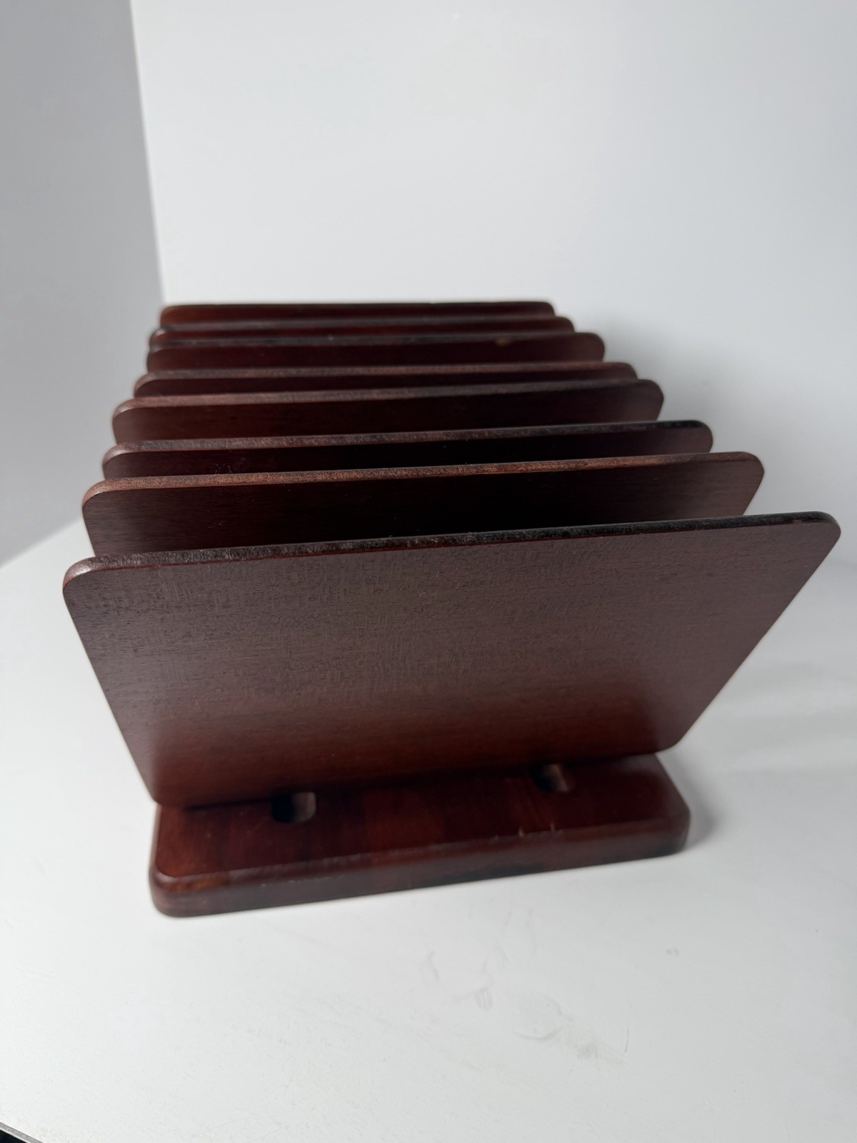 Vintage Wood Levenger Desk Organizer MCM Style 8 Moveable Partitions Retro Rare