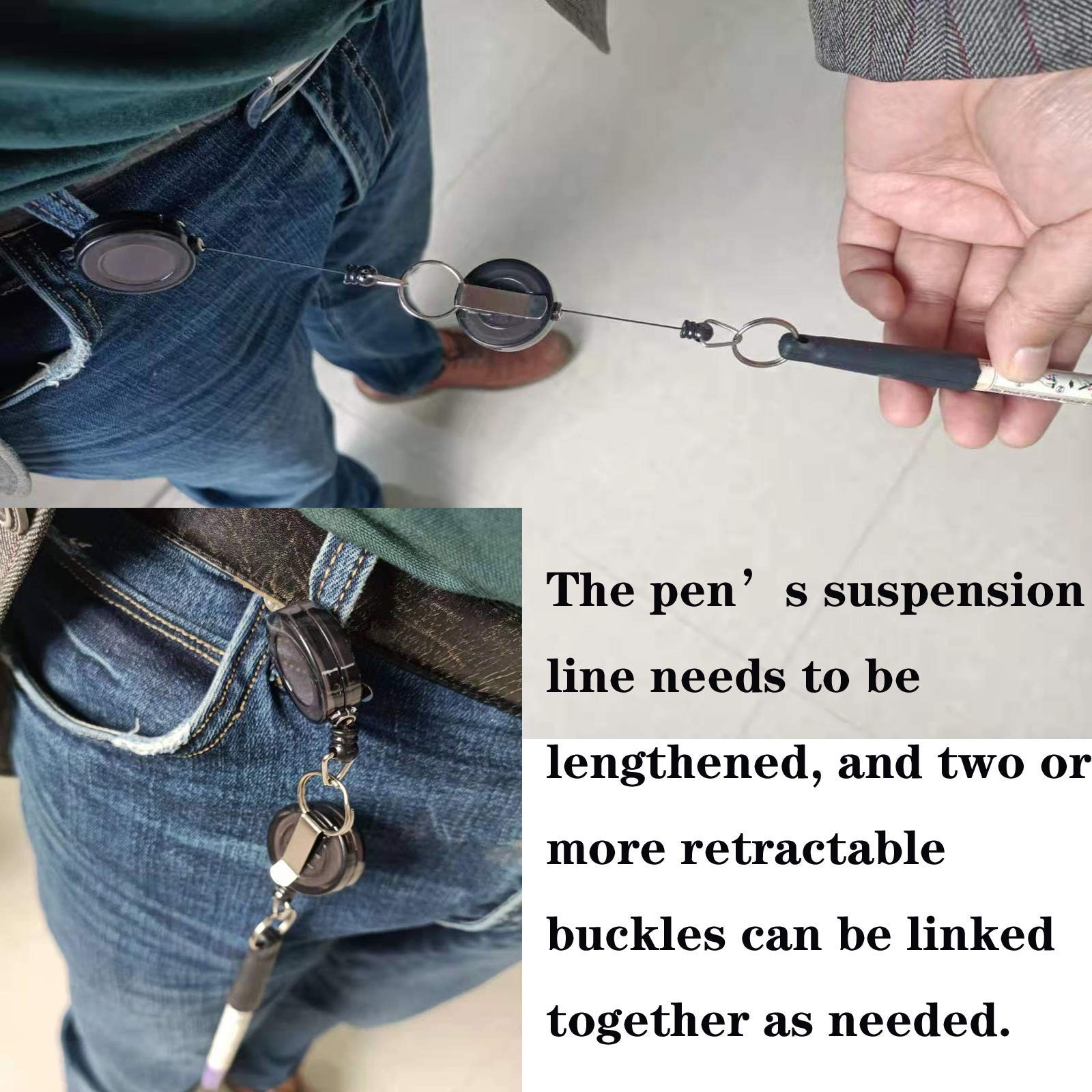 Duty Retractable Pull Pen Holder -Thick Nylon Cable- Ideal for Markers & Carp…