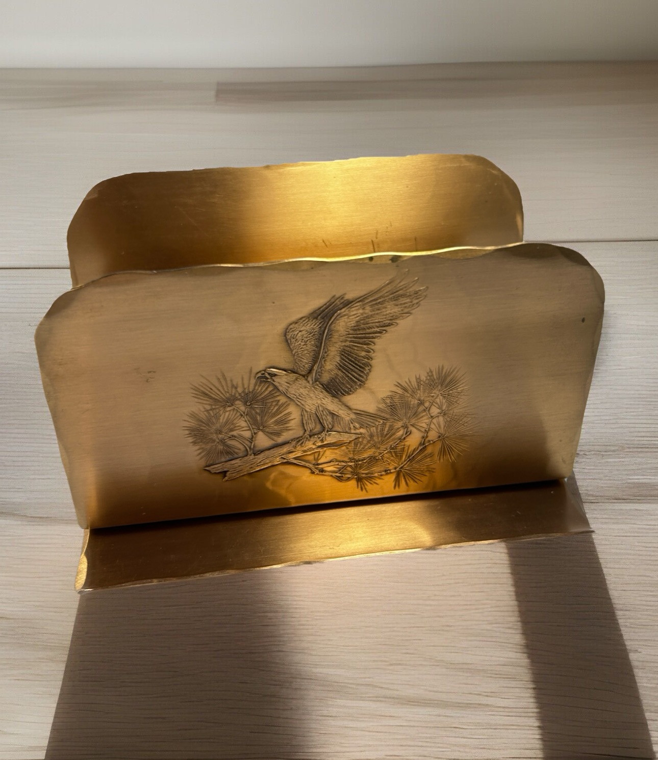 Bronze Mail Letter Pencil Holder Hammered Brass Handmade By Natale Rossi Eagle