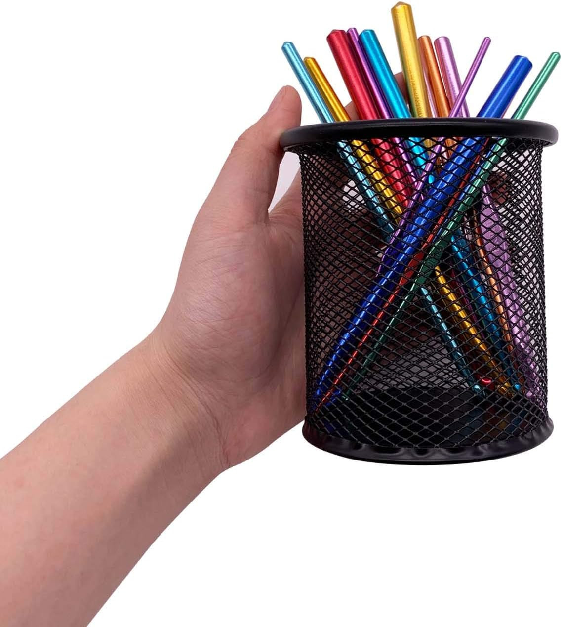 New Black Pen Holder Cup For Desk Pencil Cup Holder Black Wire Mesh Pen Cup Desk