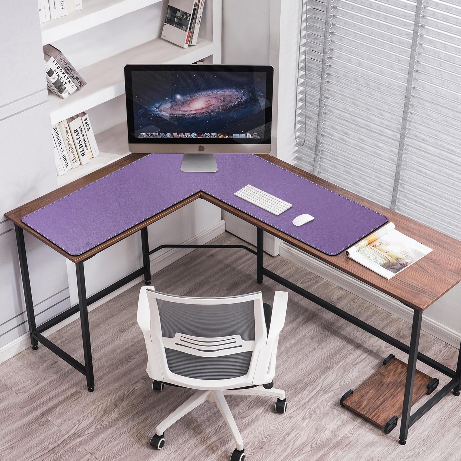 Mydours L-Shape Desk Mat 46 X 46 X 16 Extra Large Pu Leather Desk Pad Blotter