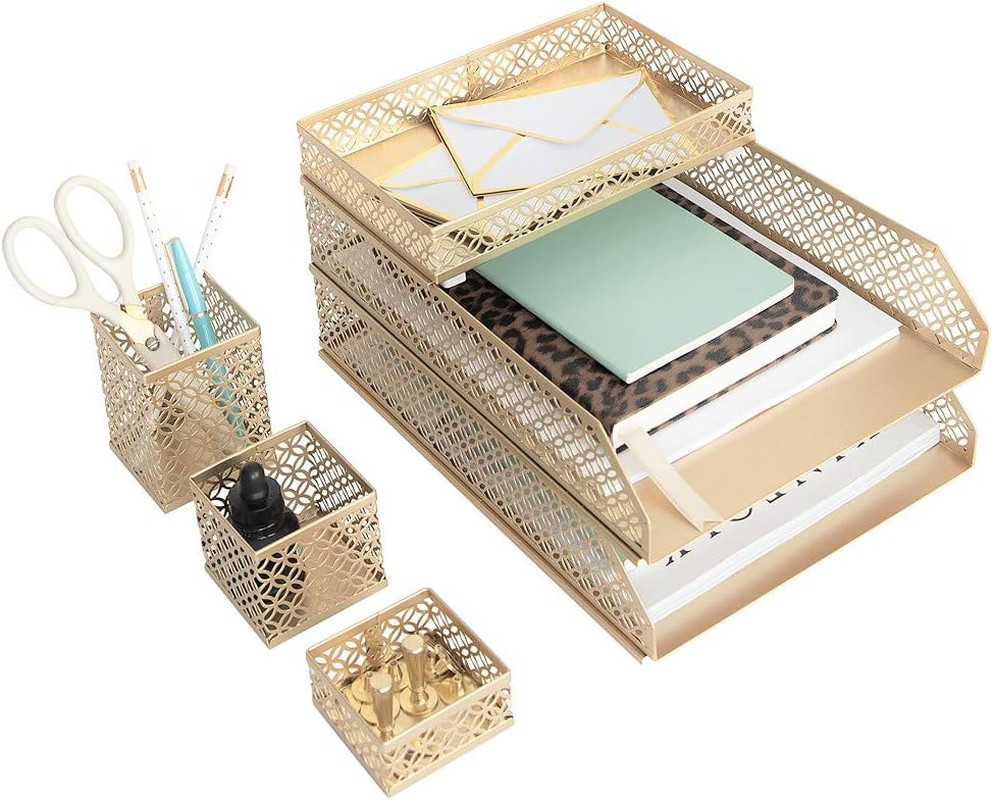 | Aqua Desk Organizer Set for Women 6 Piece | Mail Sorter Organizer Countertop w