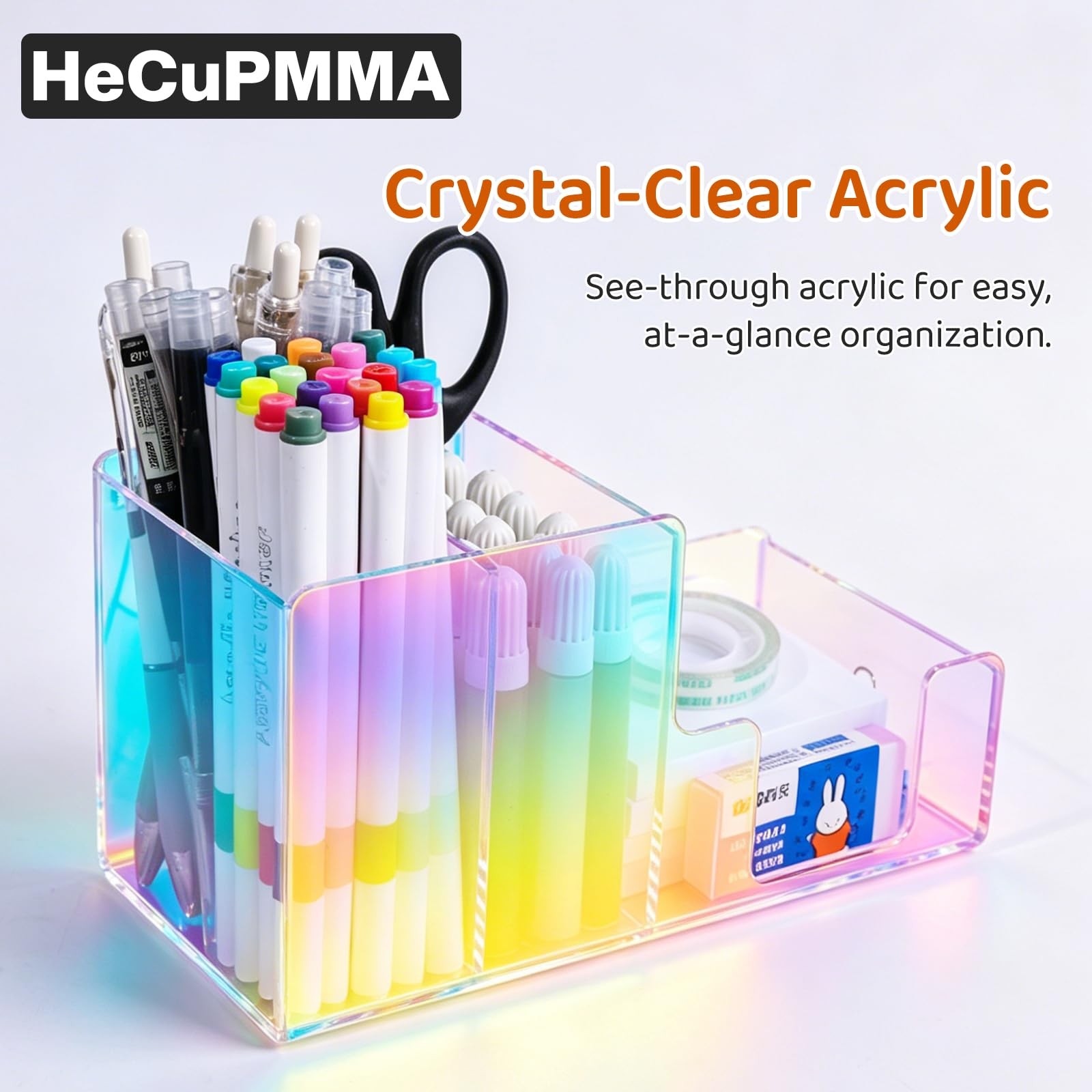 Iridescent Acrylic Desk Organizer with 3 1 Count (Pack of 1),