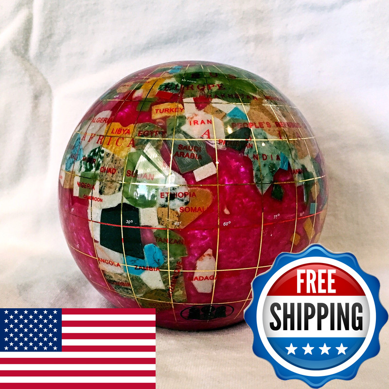 Unique Art Since 1996 Unique Art 4.3 110 Mm Diameter Gemstone Globe Paperweight