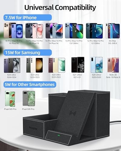 Wireless Charger Desk Organizer Pen Holder Multifunctional Office Phone Stand