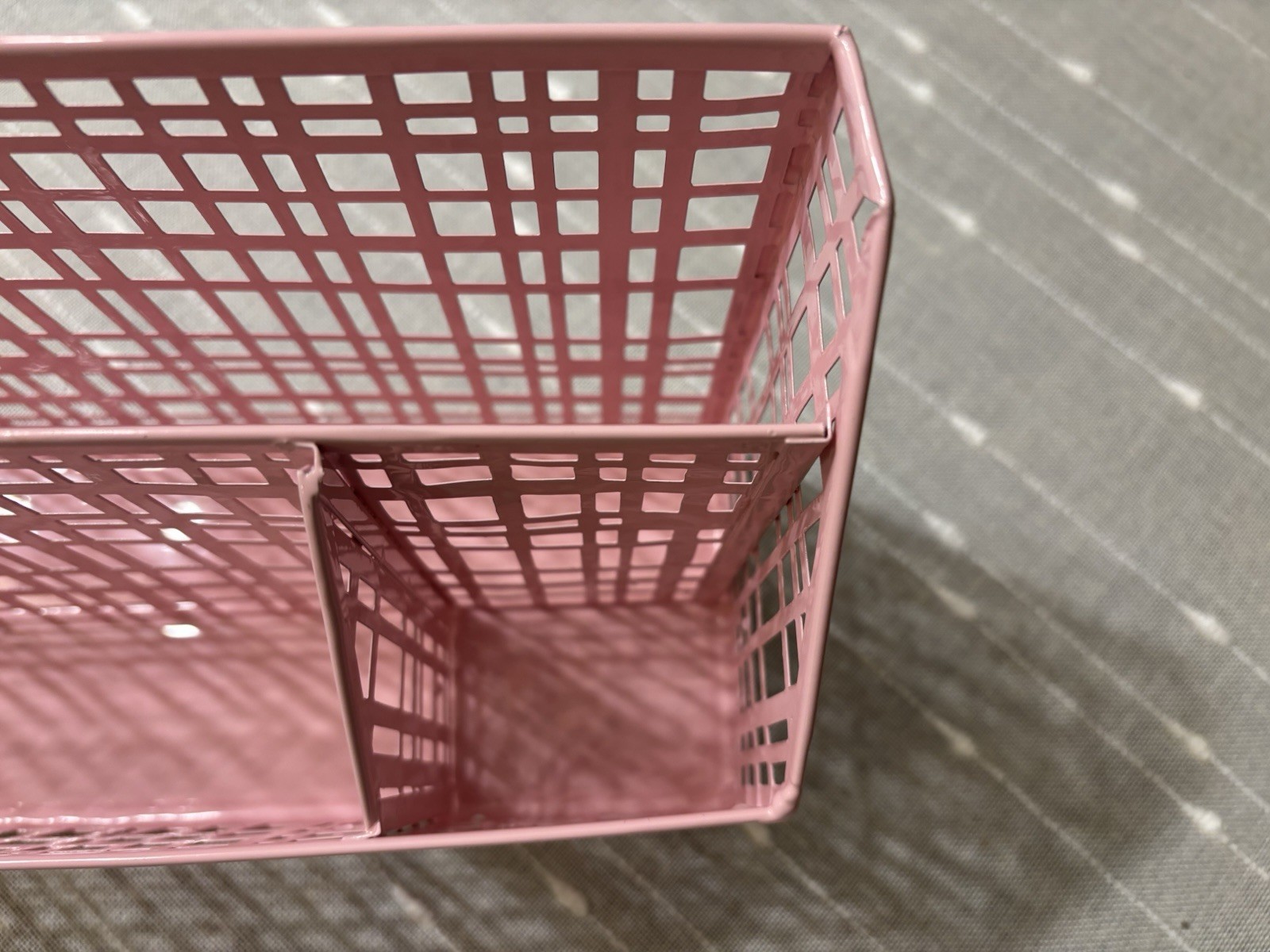 Glossy Pink Metal Desktop Organizer Multi Compartment Space Saving