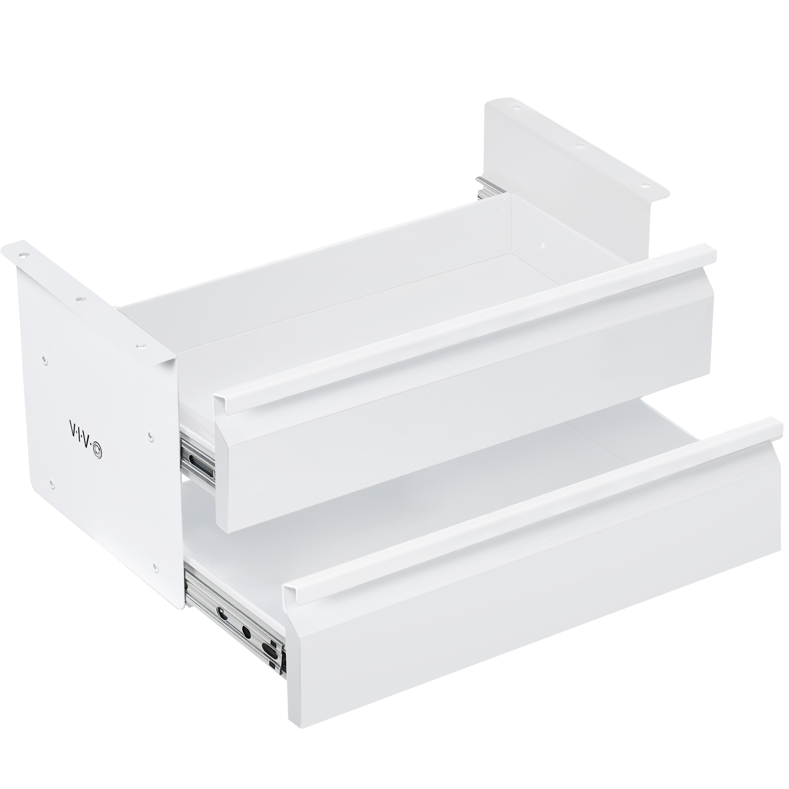 VIVO White Dual Level 16″ Pull Out Under Desk Storage Drawer Set without Shell