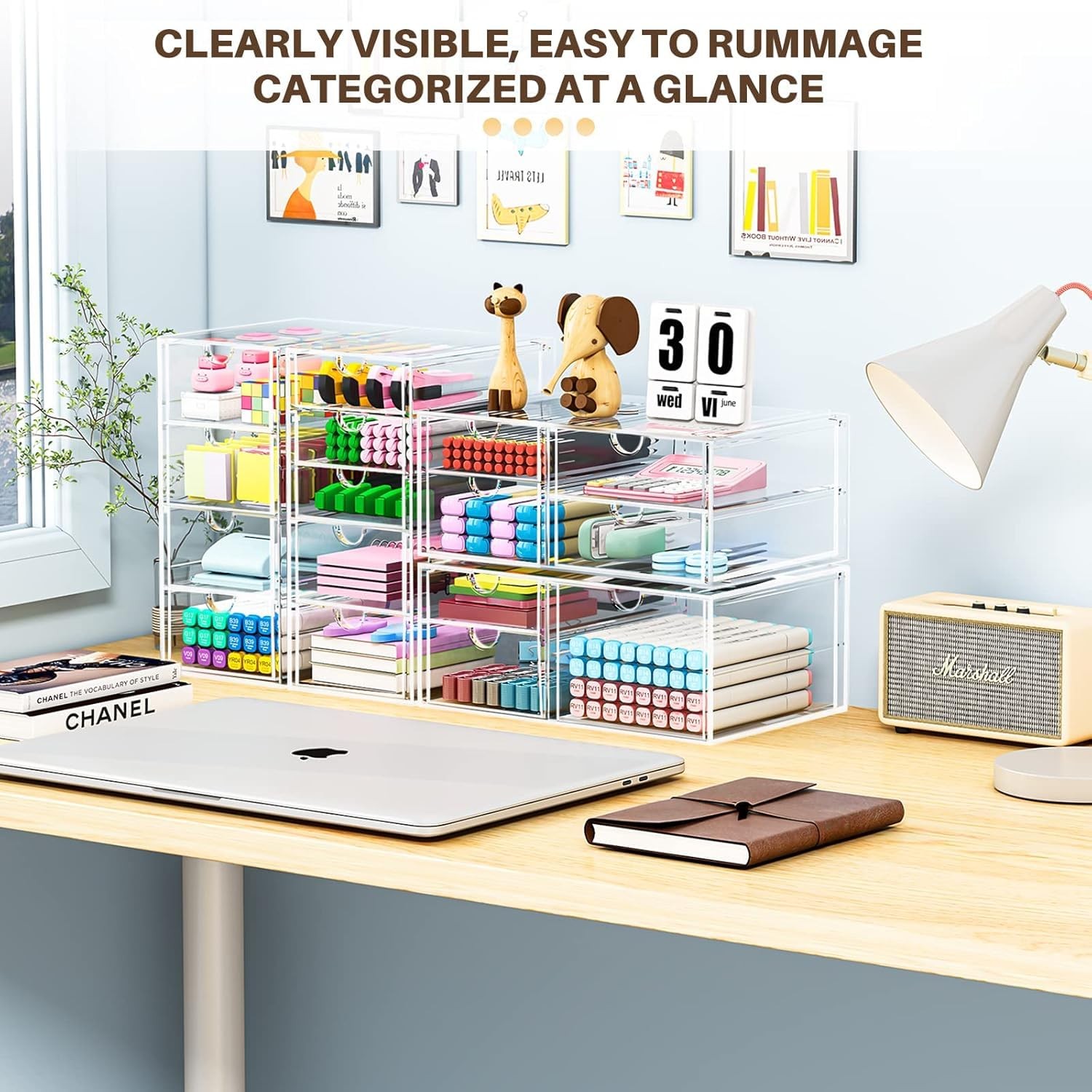 caktraie Makeup Organizer Storage With 16 Drawers, 4 Pcs 16 Clear