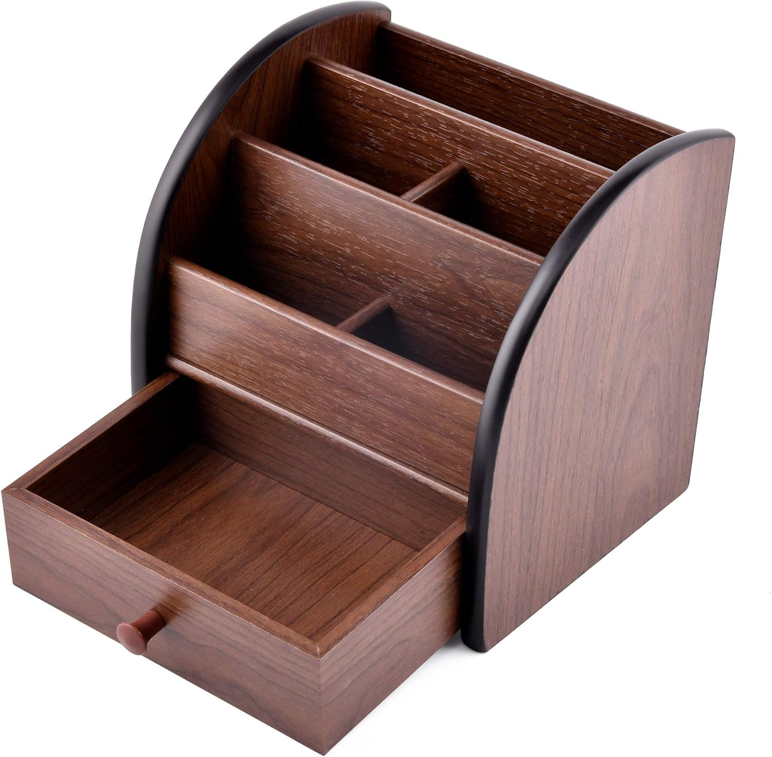 Wooden Desktop Organizer with Drawer Multifunctional Office Supply Storage –