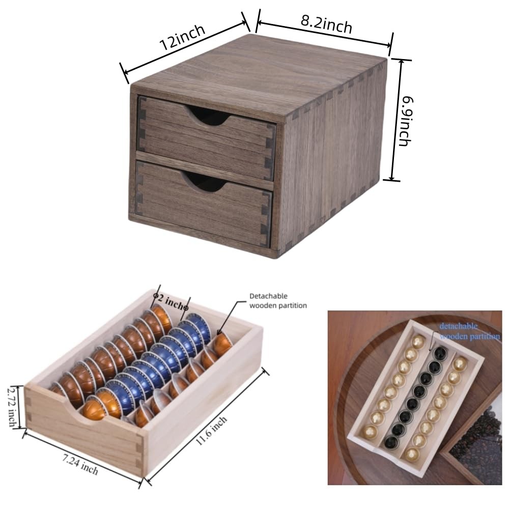 DDYURI Drawer Organizer Coffee Pod Holder – Kitchen Cutlery Storage Dark