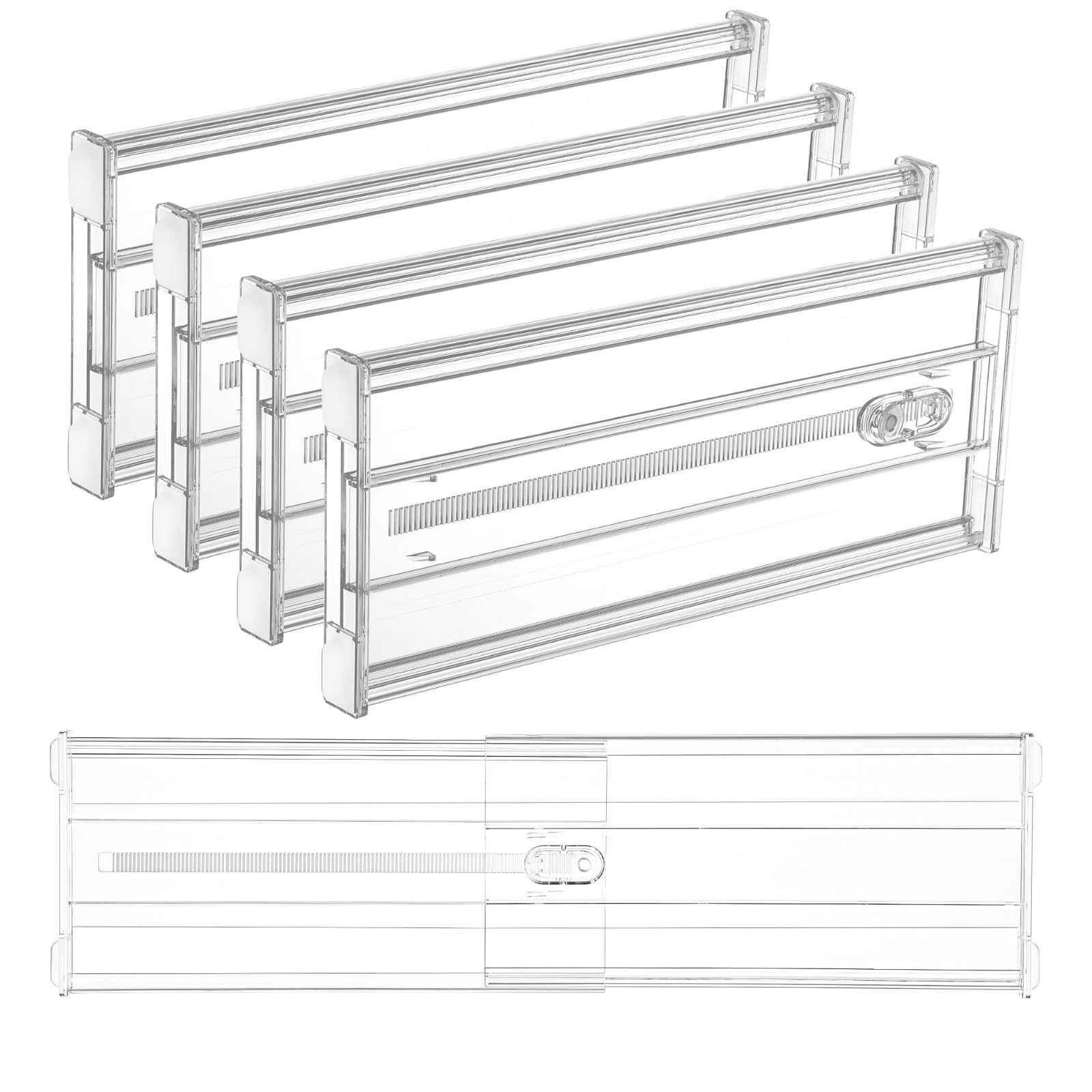 4 Pack Adjustable Drawer Dividers 6″ Tall, Expandable Organizers for Deep Drawer