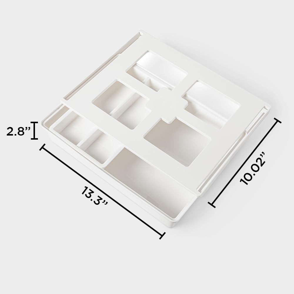 Under Desk Drawer Slide Out Hidden Organizer White 13.3×10.02×2.8 Inch