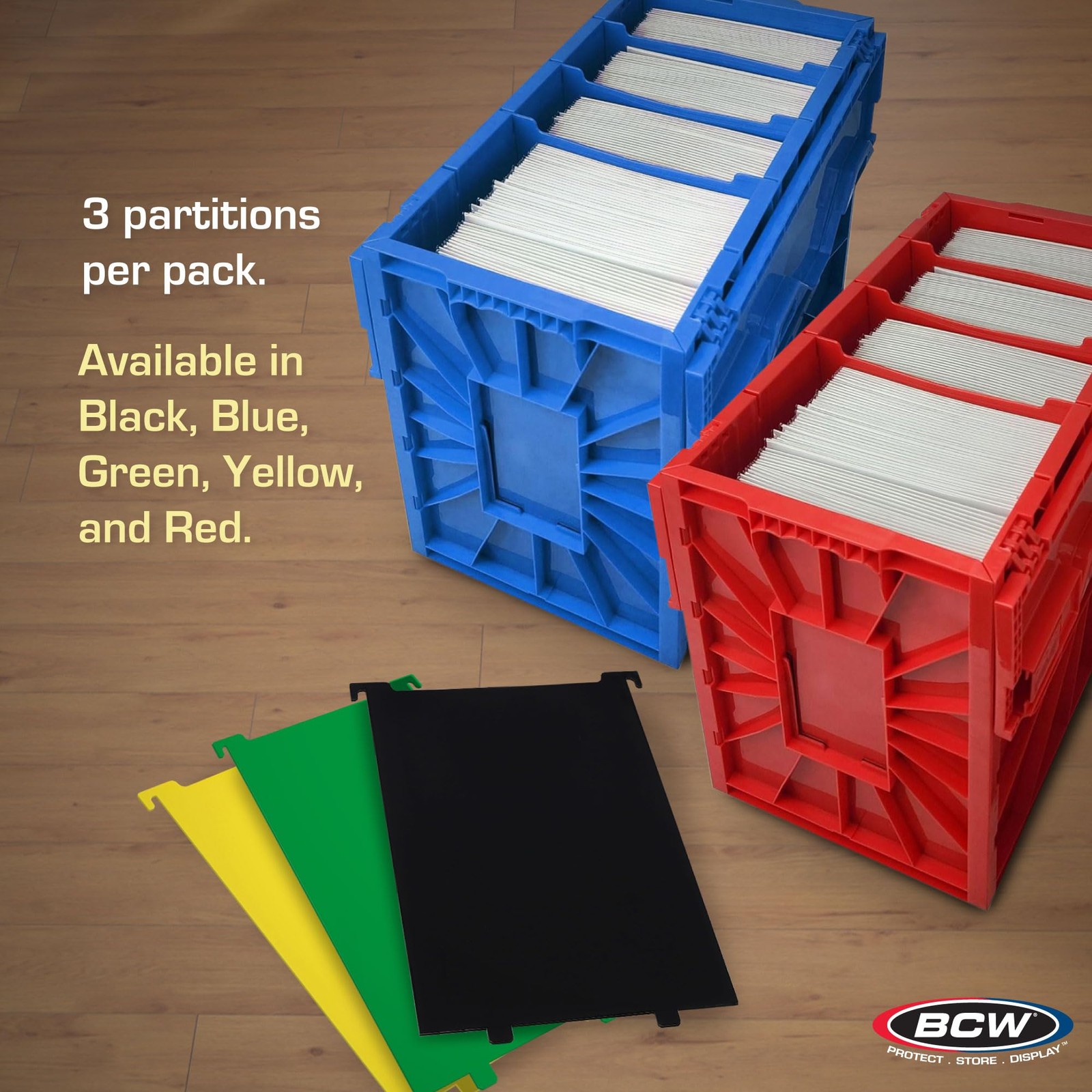 BCW Comic Bin Partitions | Exclusive Organizer for Short and Long 3 Pack, Red