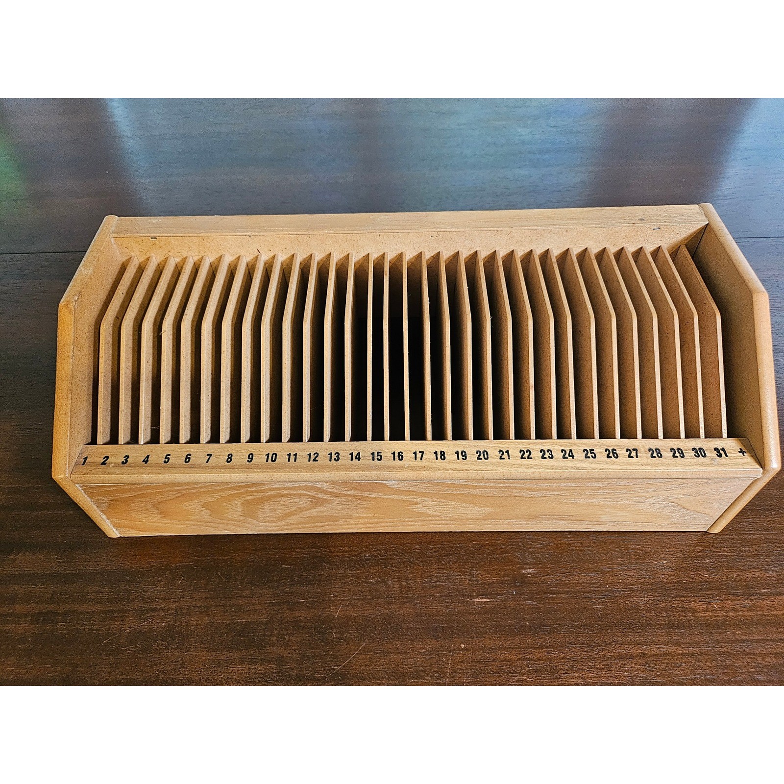 Bill Organizer Desktop OS Tan Wood 31 Slot Numbered Mail Sorter