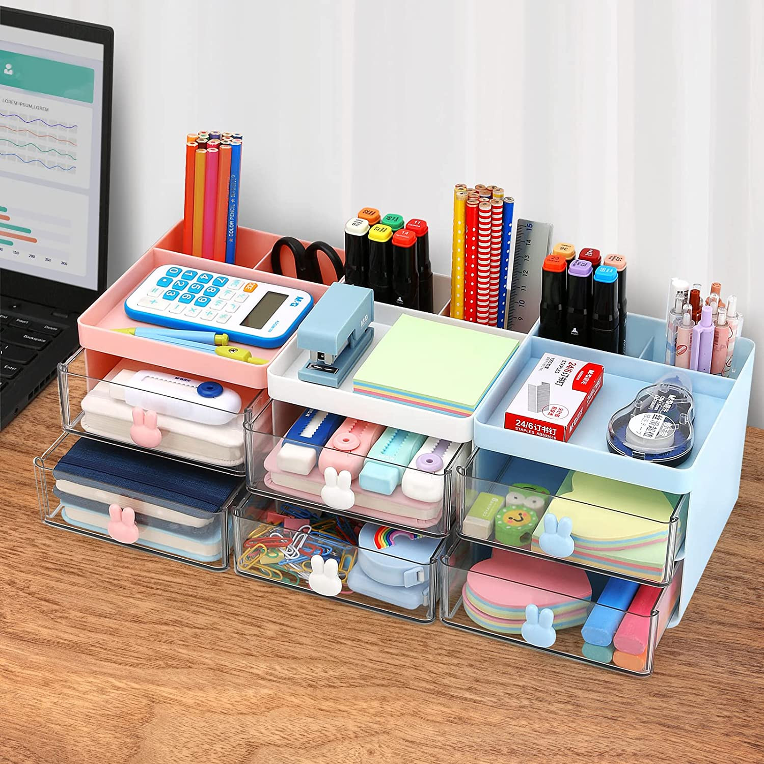 Small Desk Organizer With Drawer Office Desktop Storage Box Business Card/Pen…