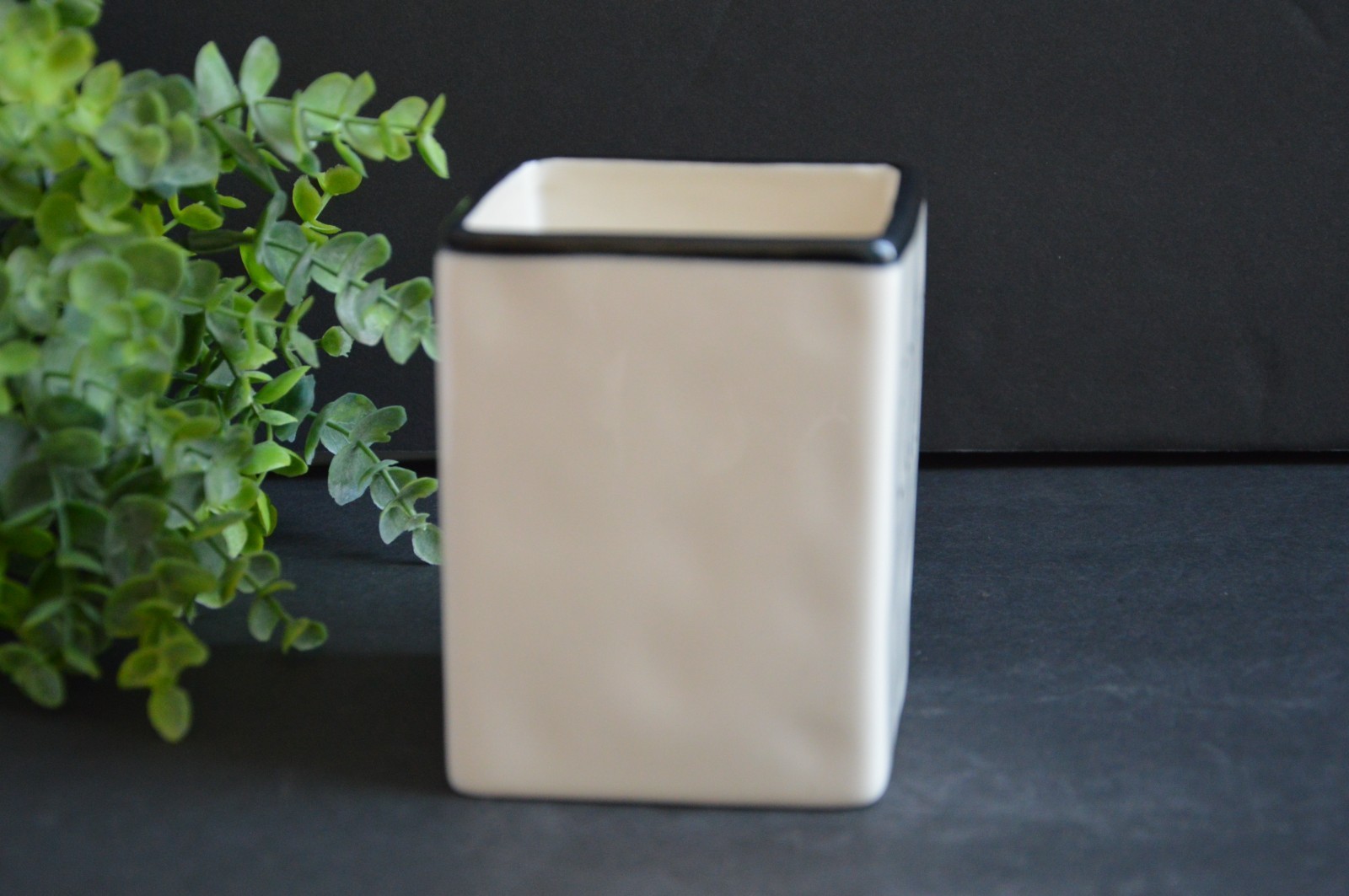 New Rae Dunn By Magenta Black & White FOCUS Ceramic Pen and Pencil Holder
