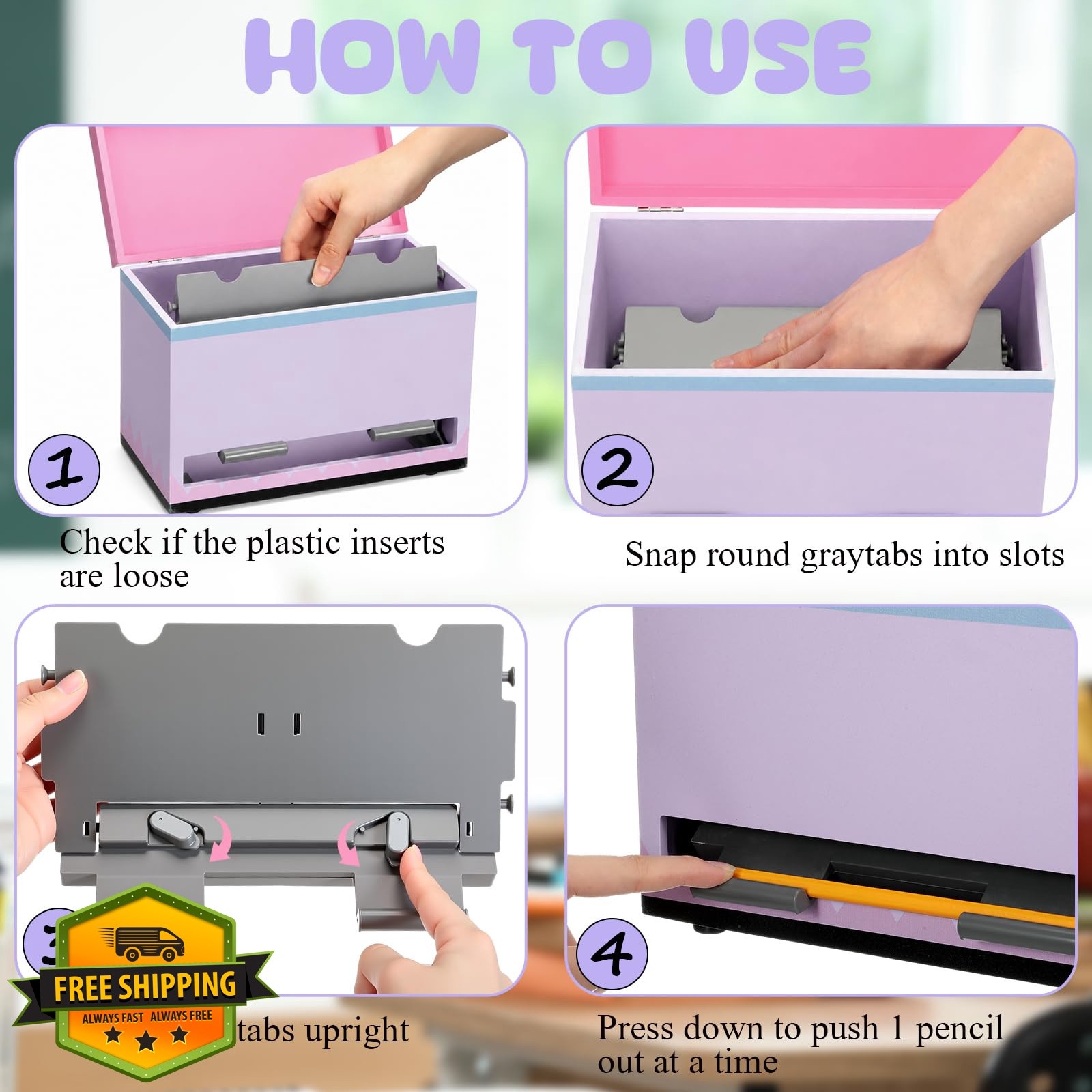 Yalikop Pencil Dispenser Light Purple 1 Pc