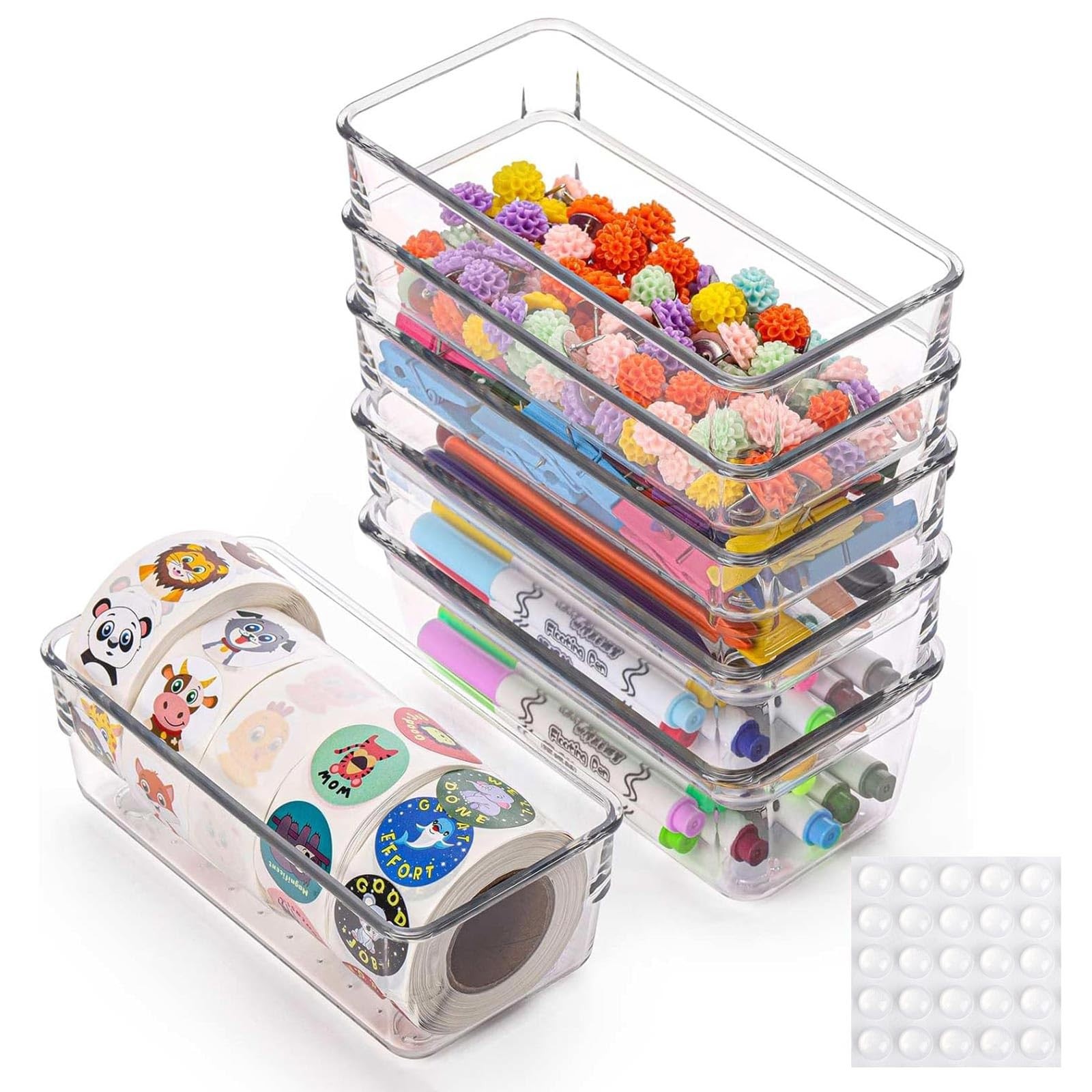 Ohlove 6Pcs Clear Plastic Drawer Organizers Tray 6″ x 3″ Storage 6″x3″,