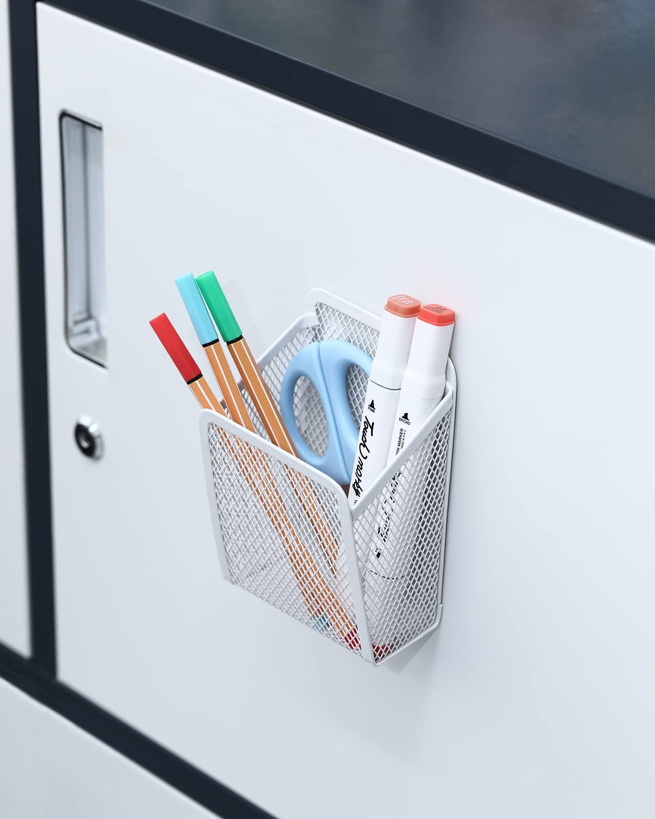 Stainless Steel Magnetic Pen Pencil Holder Storage Organizer for Fridge