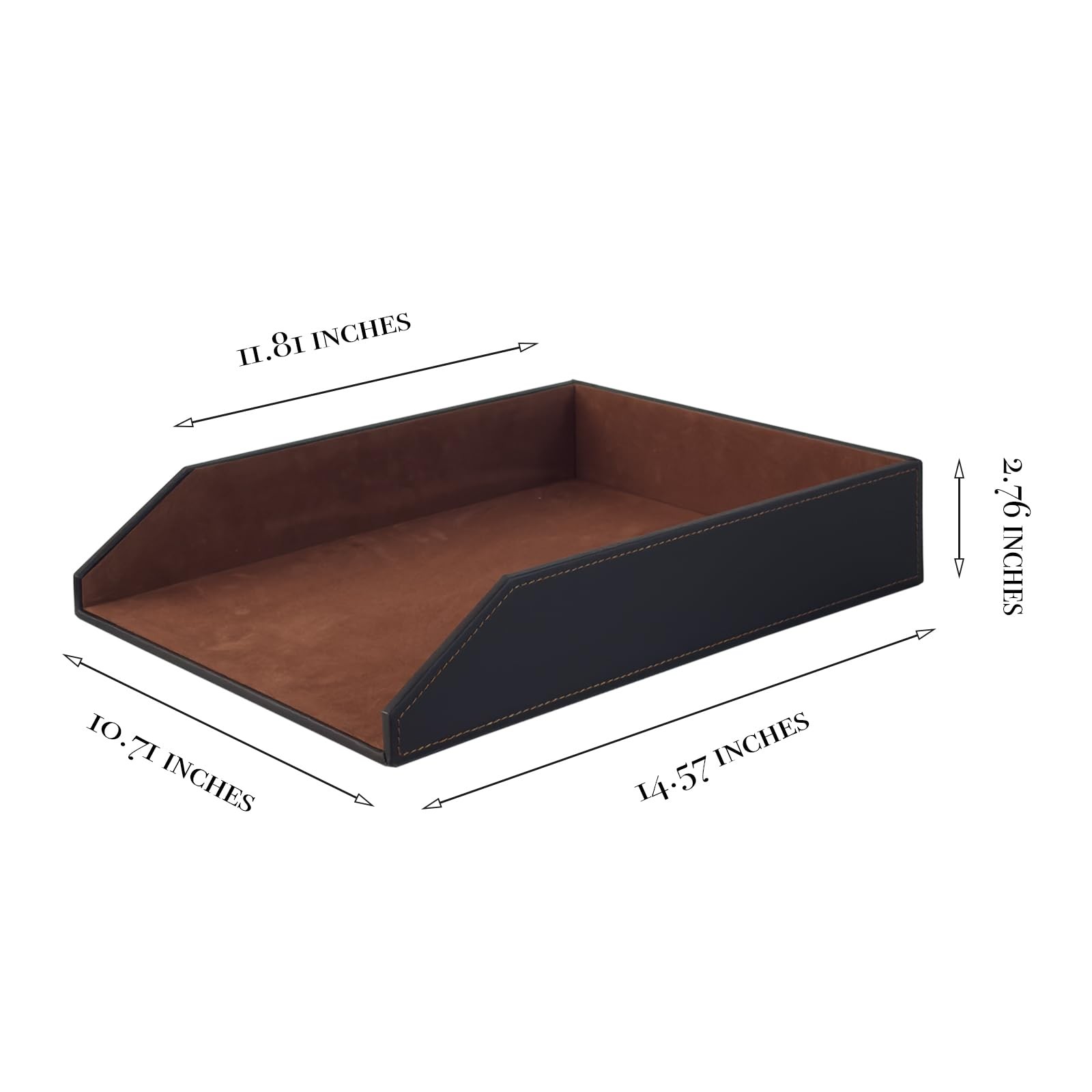 UnionBasic Stackable Document Paper Letter Tray, Faux Leather Desktop File So…